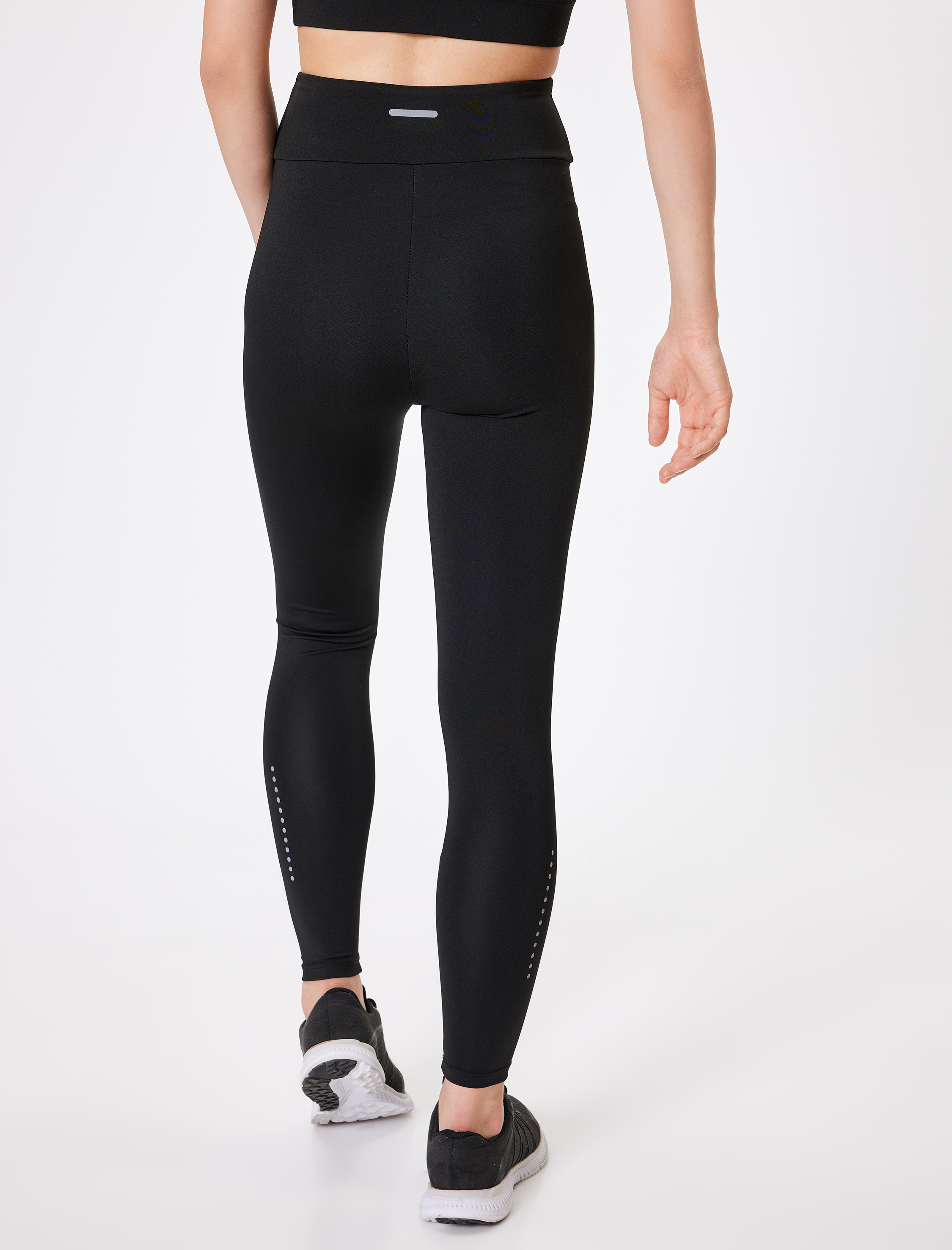   Spor Tayt Bilek Boy Baskılı Yüksek Bel Slim Fit İnterlok