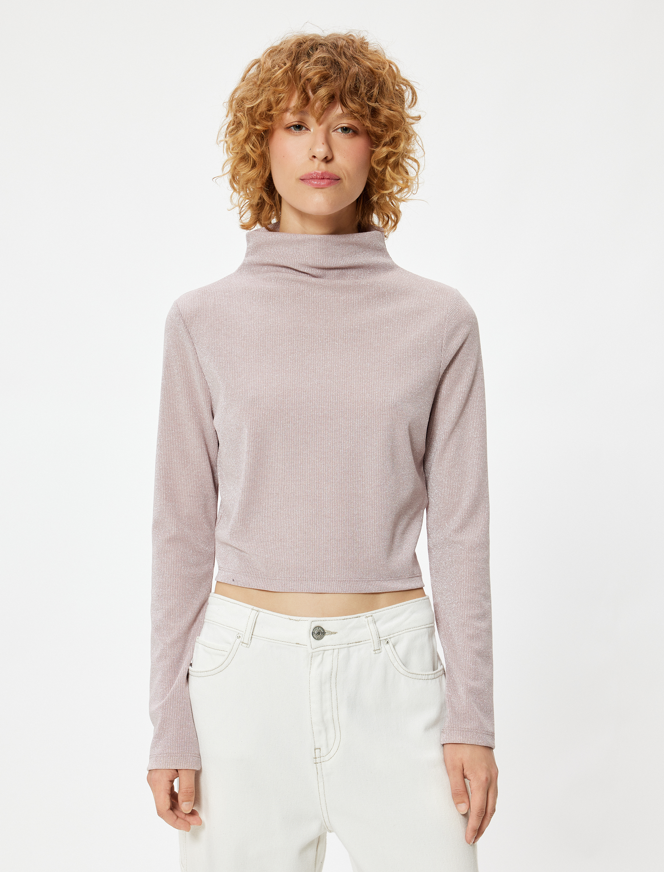   Basic Uzun Kollu Tişört Kaşkorse Dik Yaka Slim Fit