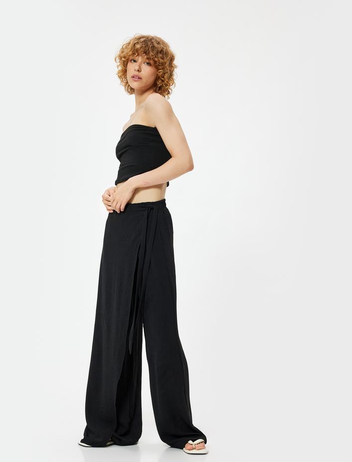  Oversize Pantolon Bağlama Detaylı Geniş Paça