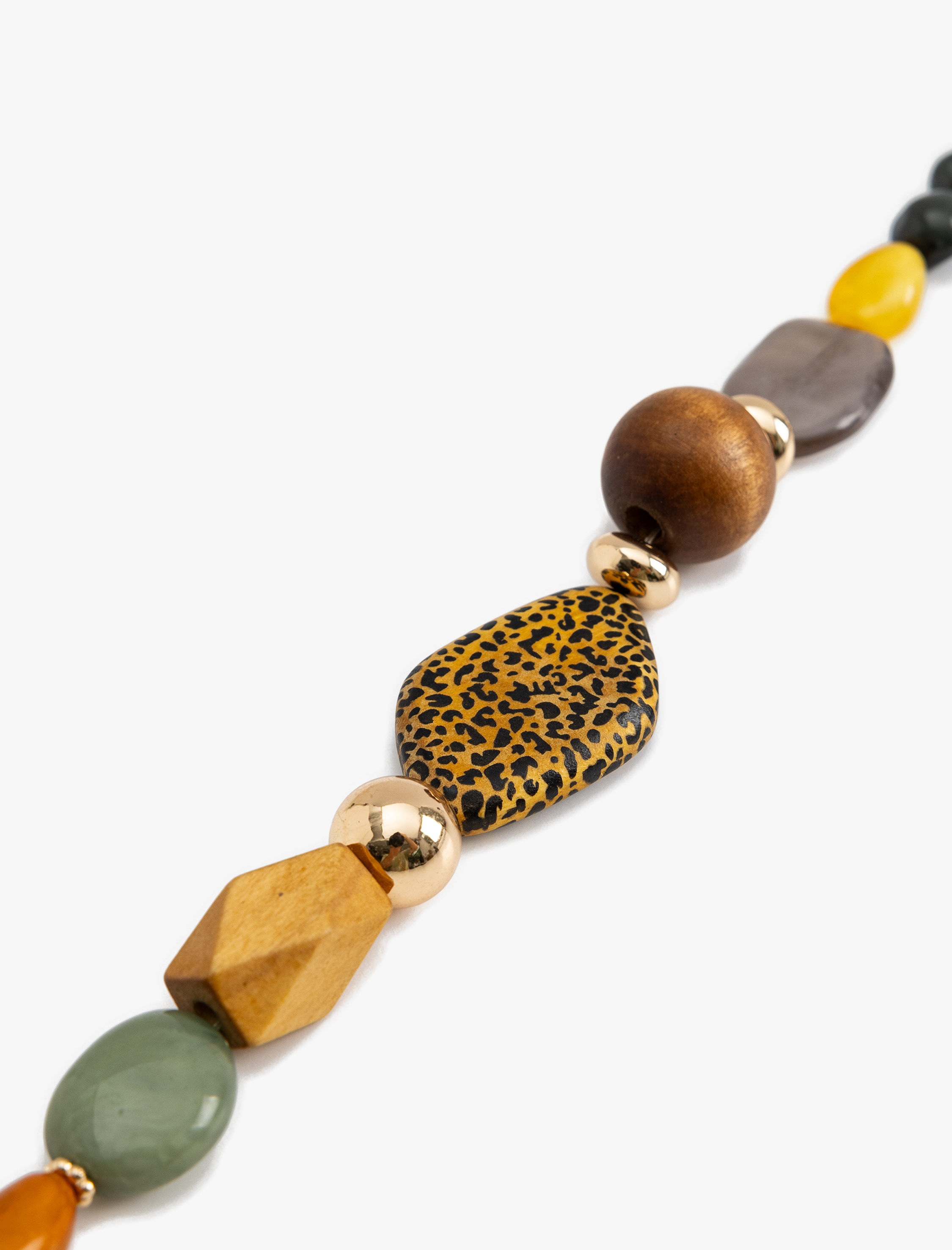  Kadın Taşlı Kolye Ahşap Boncuklu Çok Renkli