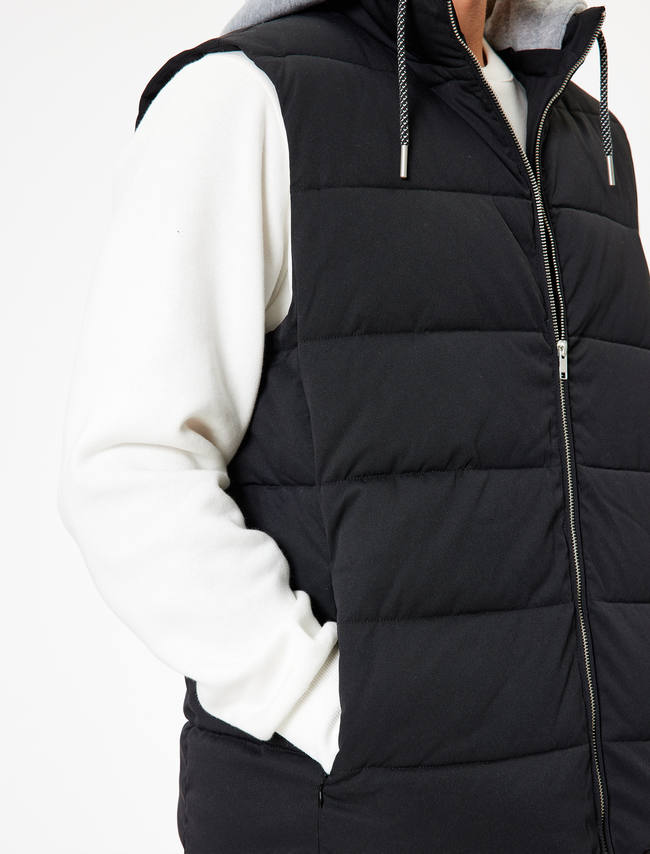   Şişme Yelek Çıkarılabilir Kapşonlu Fermuarlı