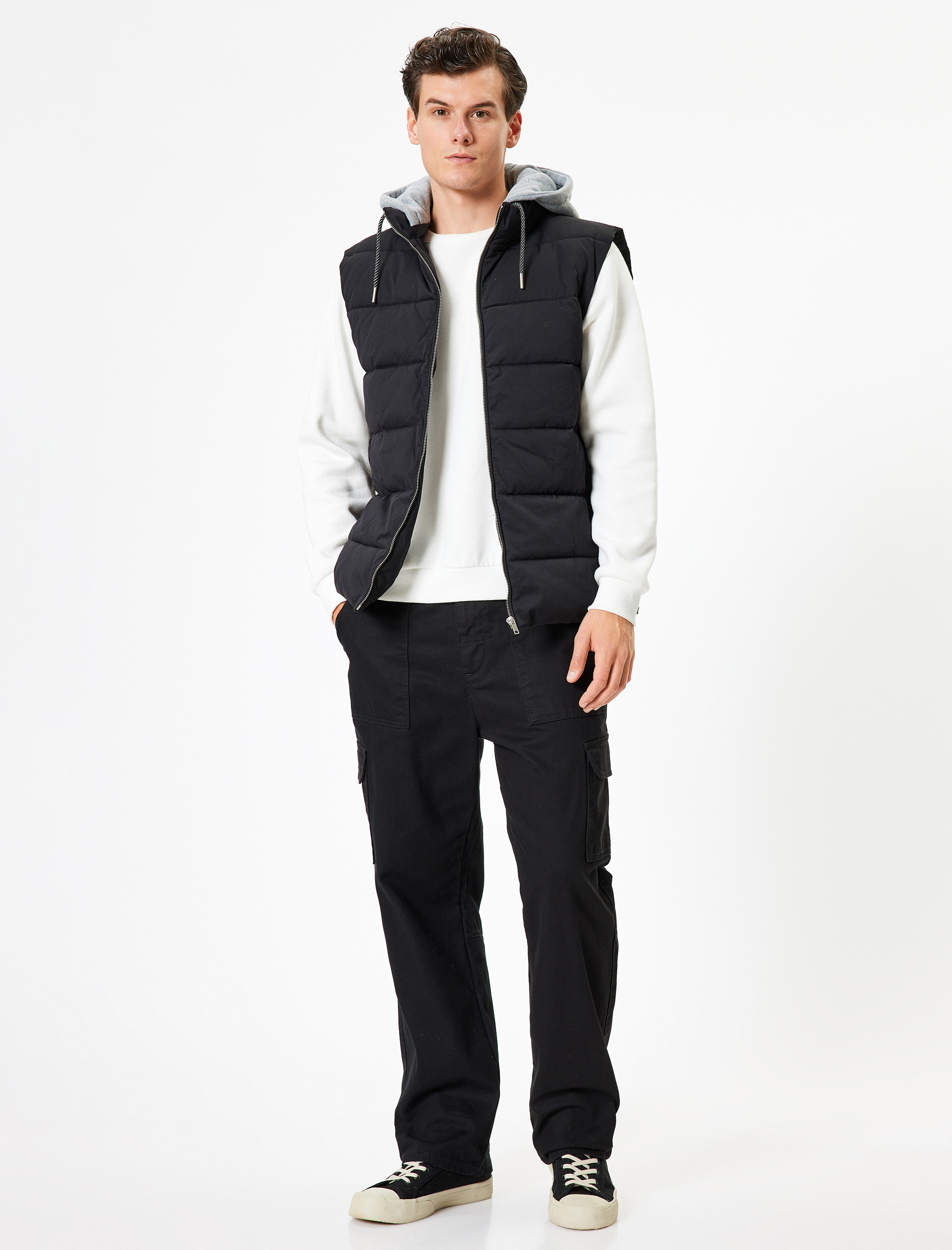   Şişme Yelek Çıkarılabilir Kapşonlu Fermuarlı