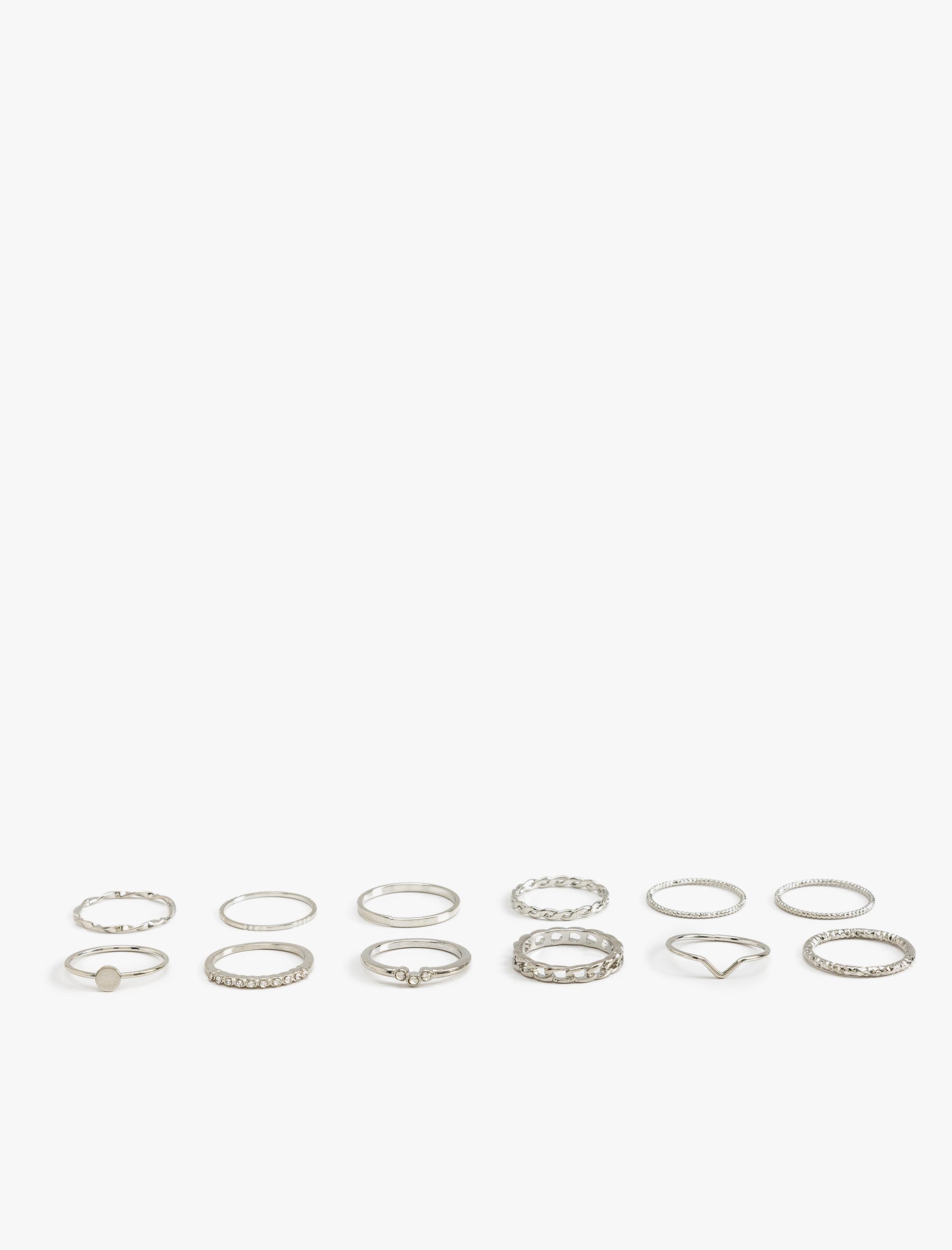  Kadın Yüzük Seti Taş Detaylı Çelik