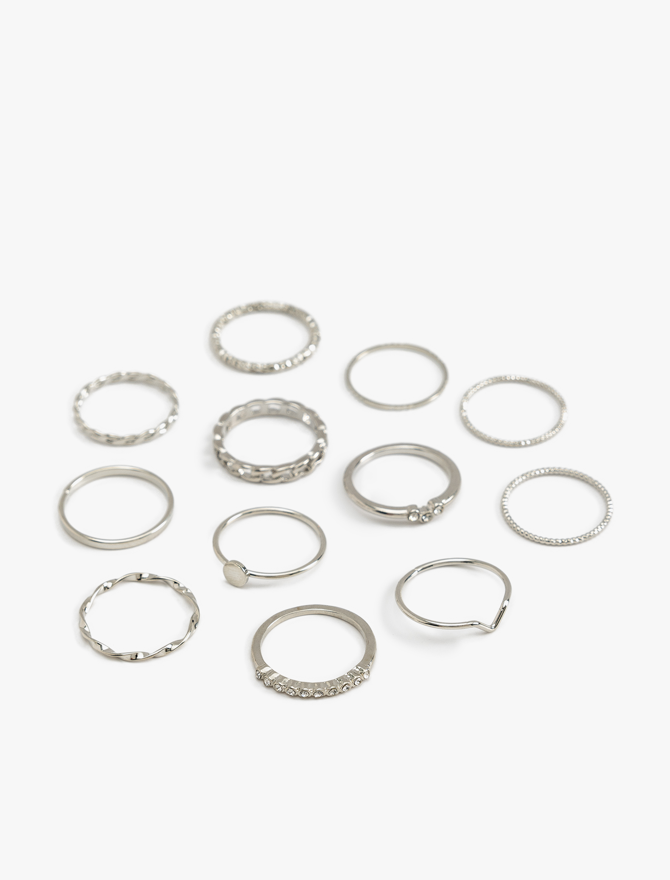  Kadın Yüzük Seti Taş Detaylı Çelik