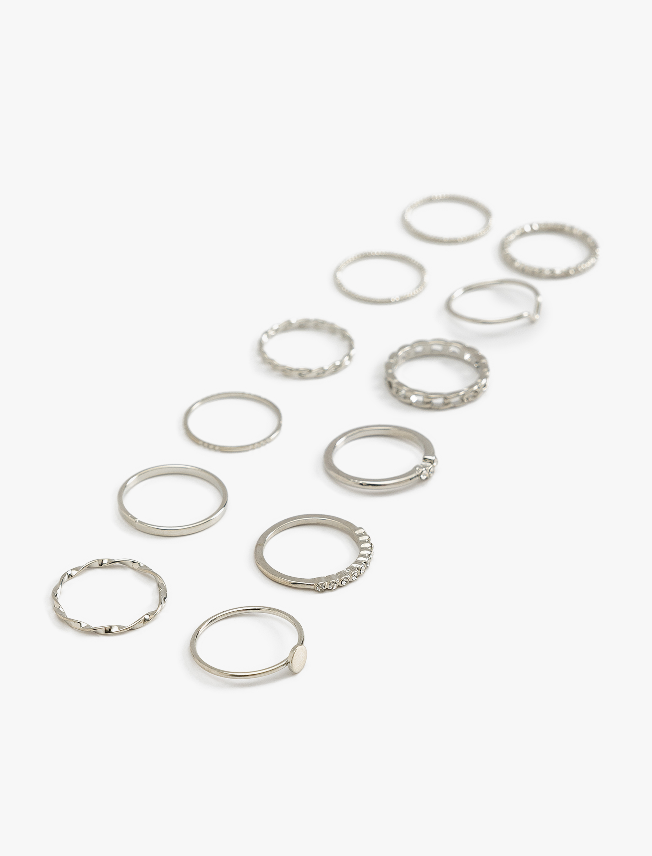  Kadın Yüzük Seti Taş Detaylı Çelik