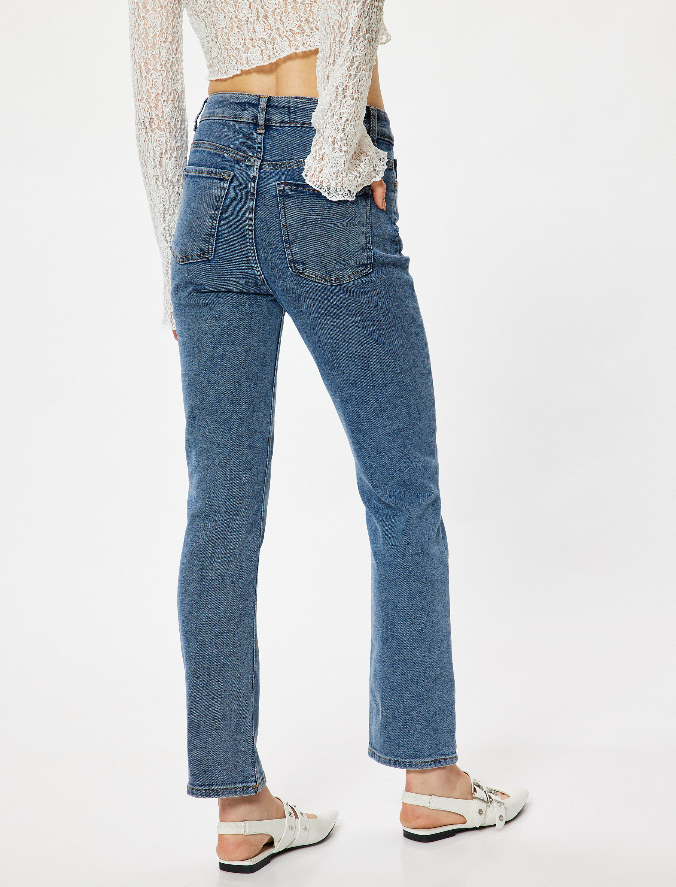   Slim Fit Kot Pantolon Düz Paça Standart Bel - Slim Straight Fit Jeans