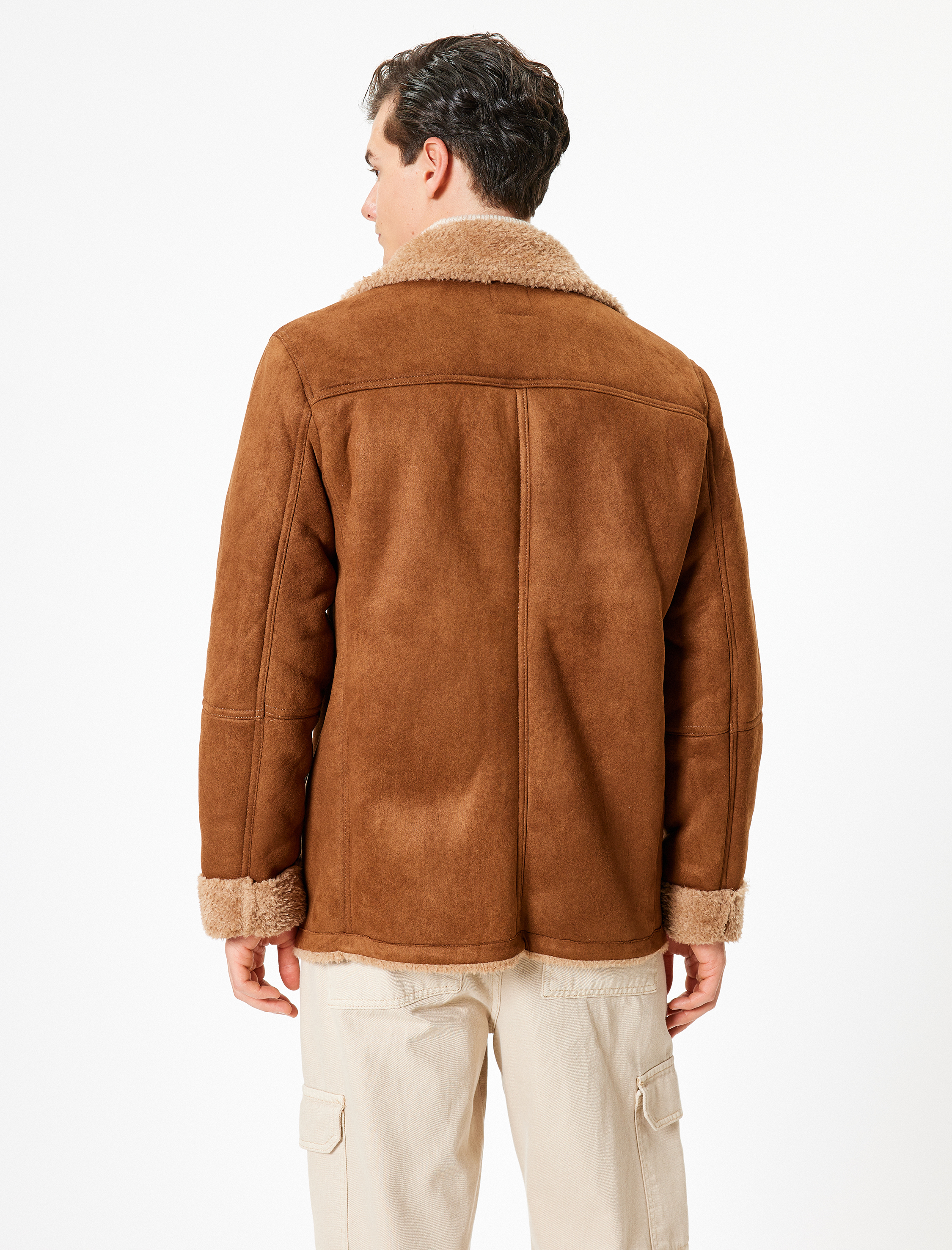   Slim Fit Mont Süet Görünümlü İçi Peluşlu Düğmeli