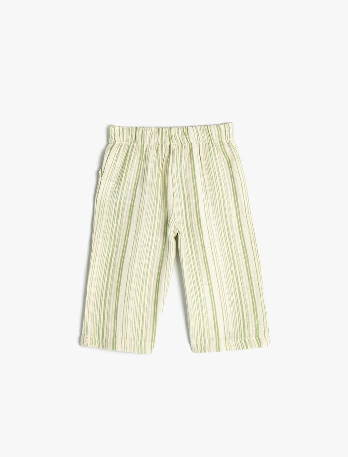 Kız Bebek Bol Paça Pantolon Beli Bağlamalı Pamuklu