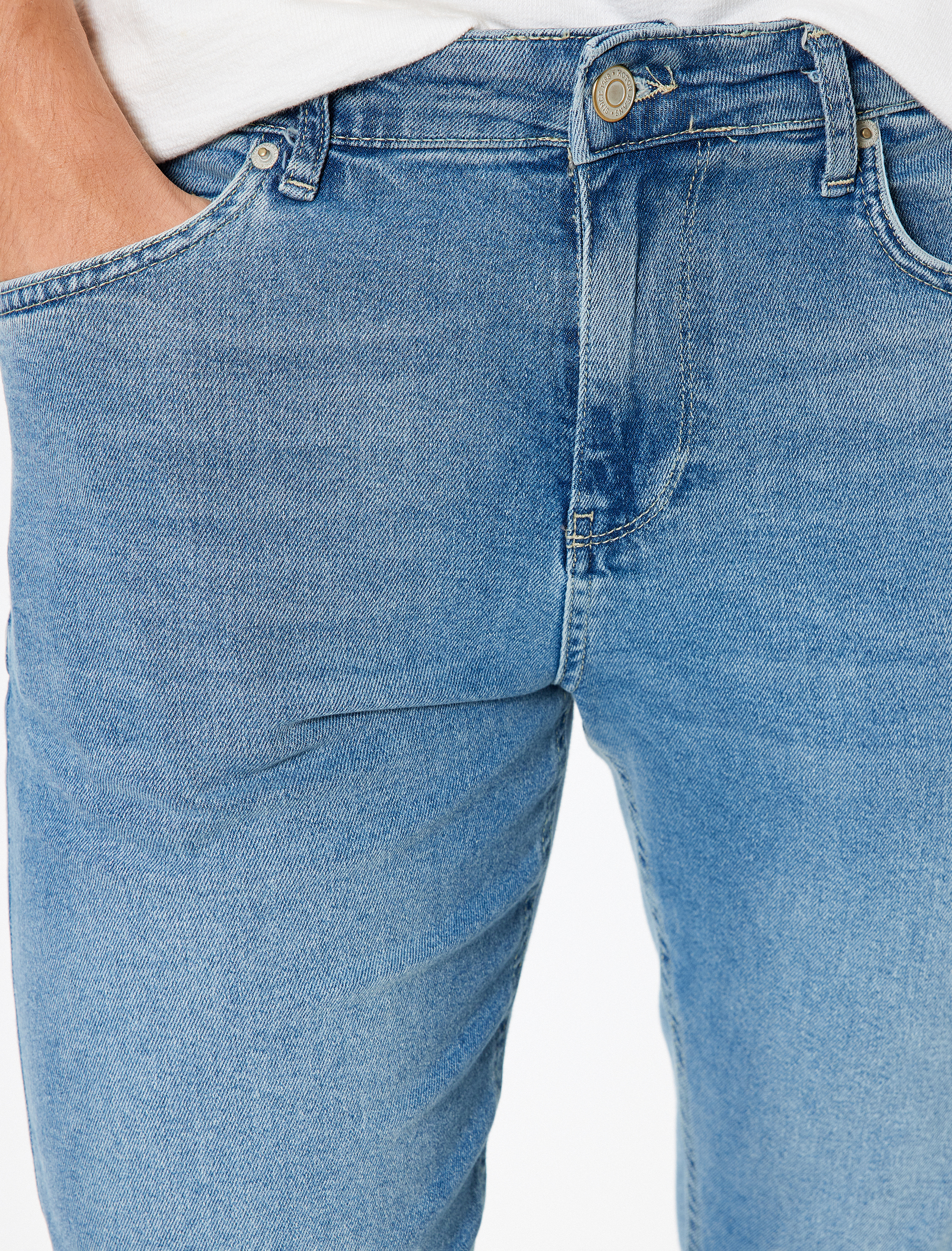   Slim Fit Standart Bel Düğmeli Kot Pantolon - Brad Jean