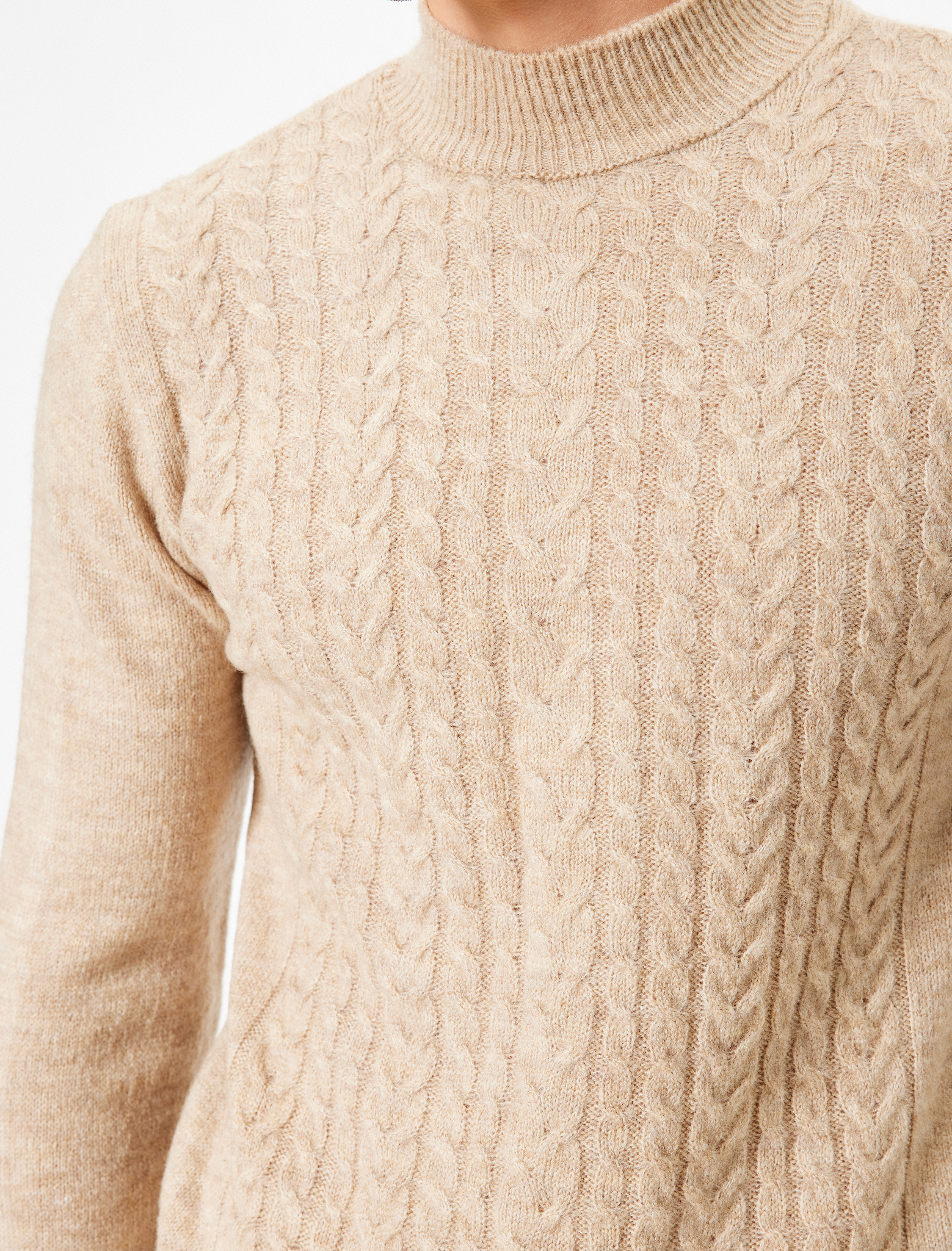   Triko Kazak Dokulu Yarım Balıkçı Yaka Basic Uzun Kollu