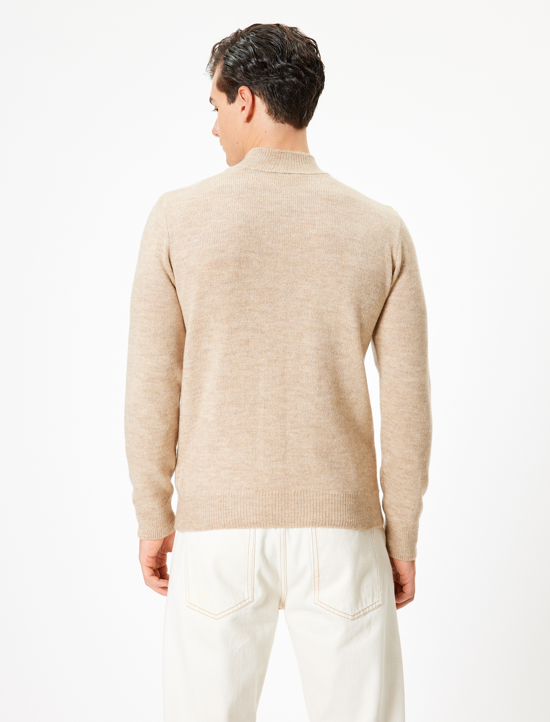   Triko Kazak Dokulu Yarım Balıkçı Yaka Basic Uzun Kollu