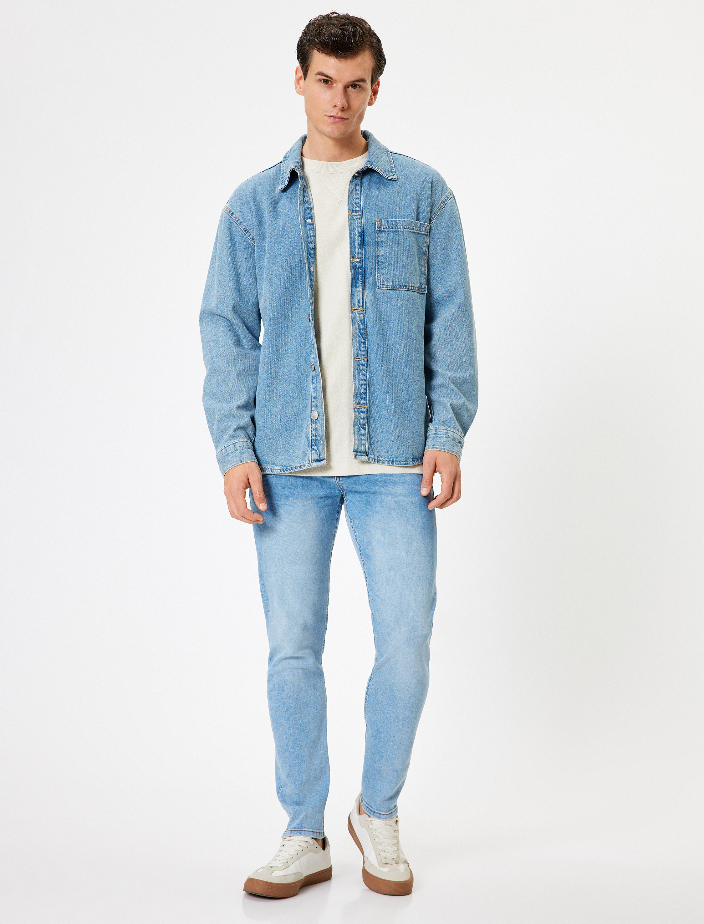   Düğmeli Standart Bel Skinny Fit Kot Pantolon - Michael Jean