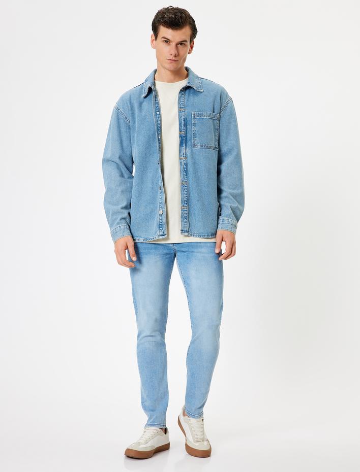  Düğmeli Standart Bel Skinny Fit Kot Pantolon - Michael Jean