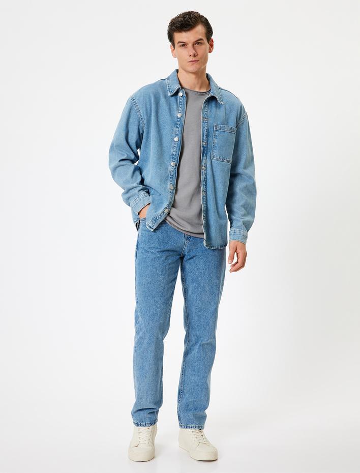  Düz Paça Pamuklu Standart Bel Straight Fit Kot Pantolon - Mark Jean