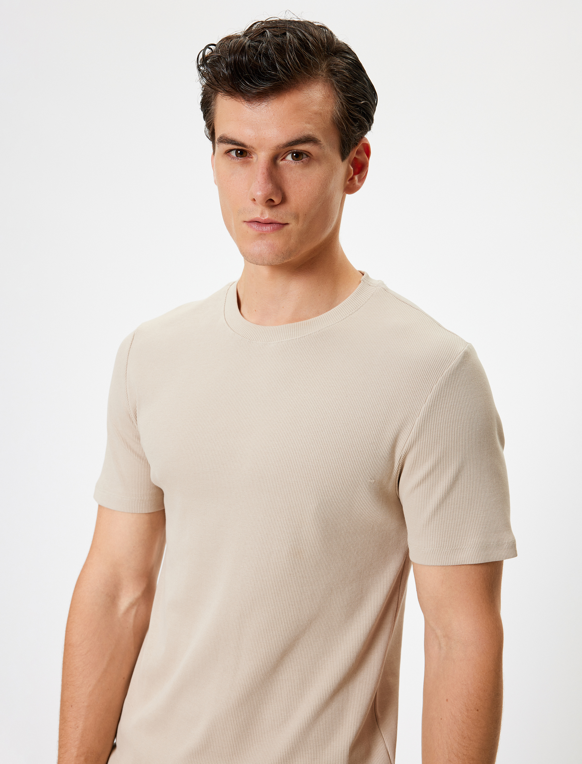   Basic Kısa Kollu Bisiklet Yaka Slim Fit Tişört