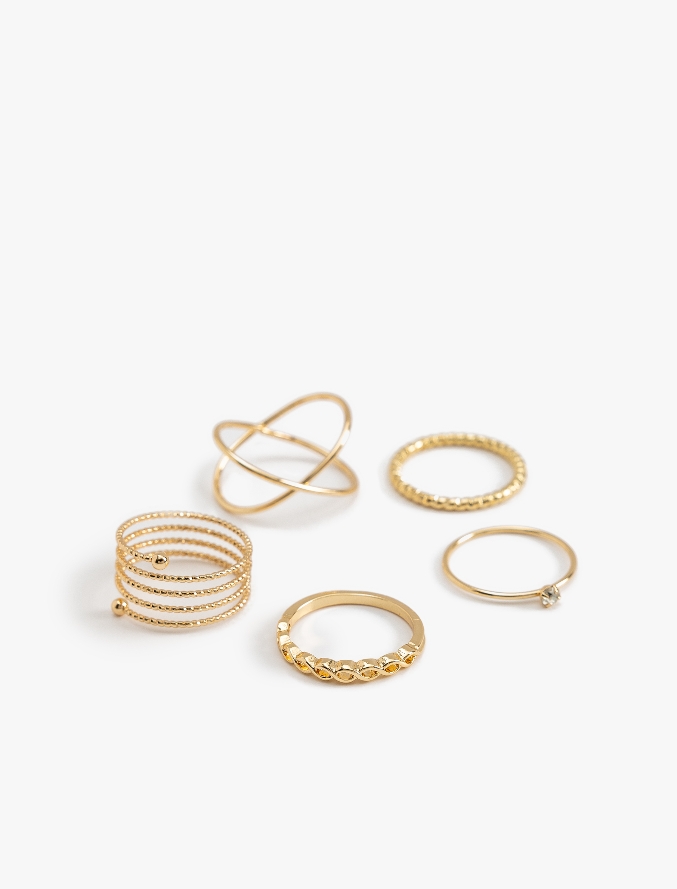  Kadın Yüzük Seti 5'li Çelik Karışımlı