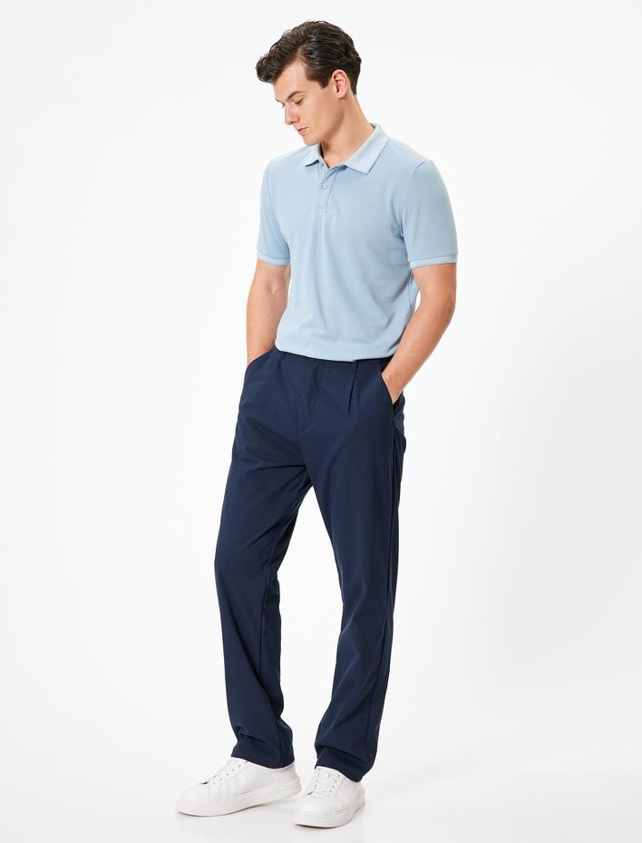  Polo Yaka Tişört Slim Fit Kısa Kollu Yaka Detaylı