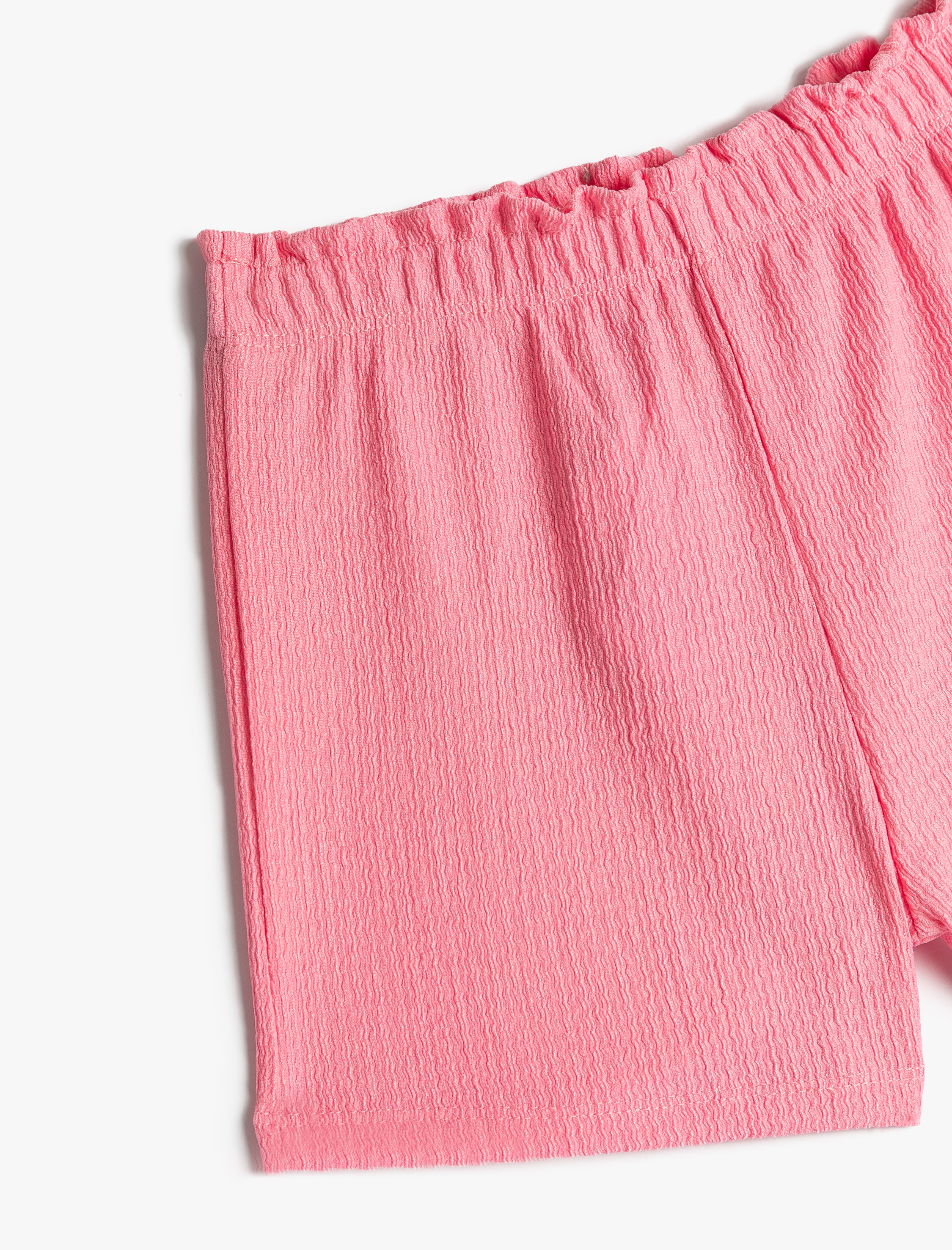  Kız Bebek Şort Beli Lastikli Büzgülü Dokulu