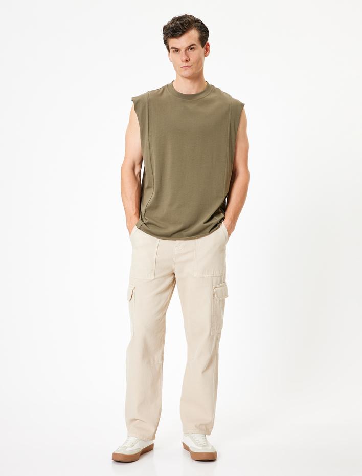  Kolsuz Tişört Basic Bisiklet Yaka Pamuklu