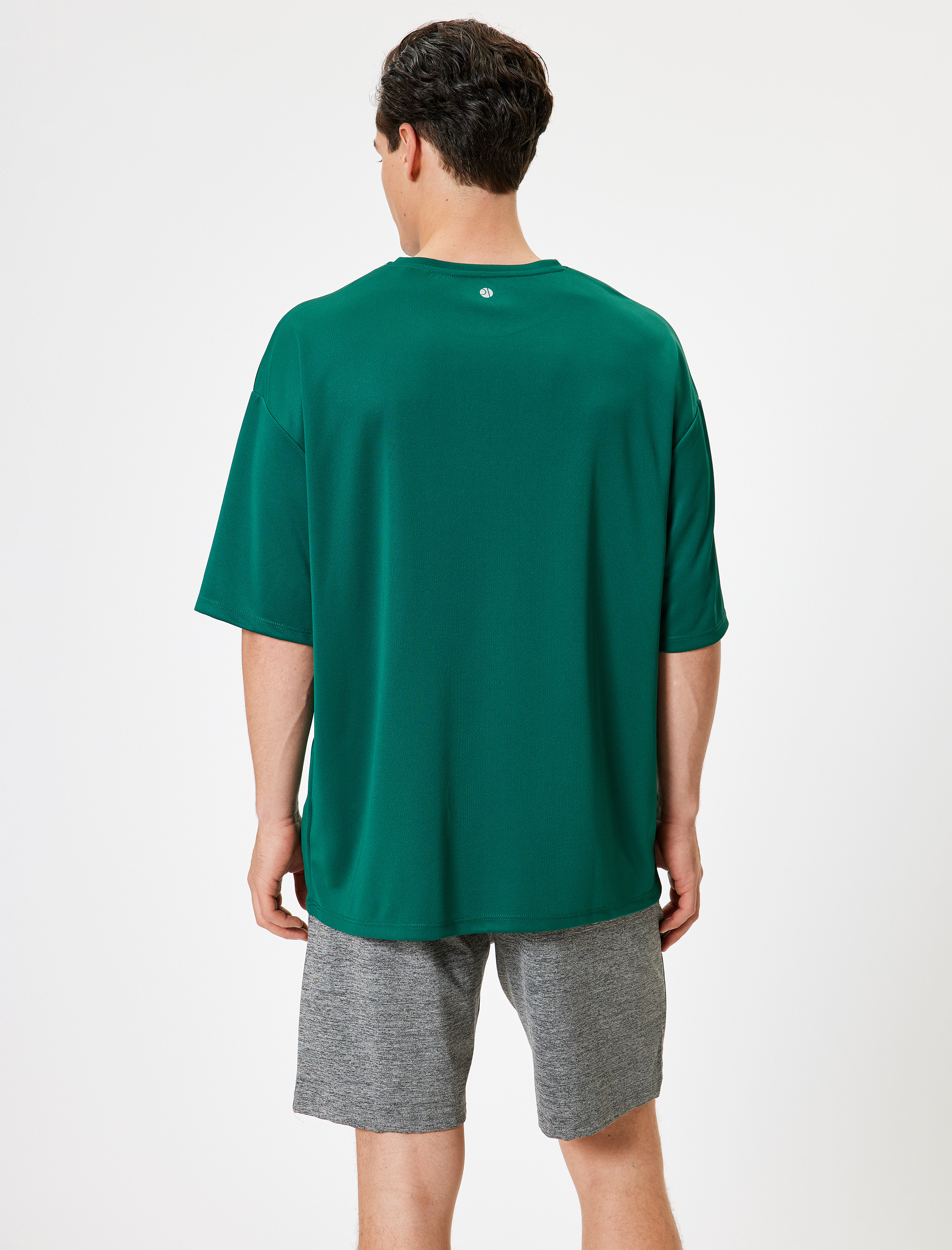   Spor Tişört Oversize Baskılı Kısa Kollu Bisiklet Yaka