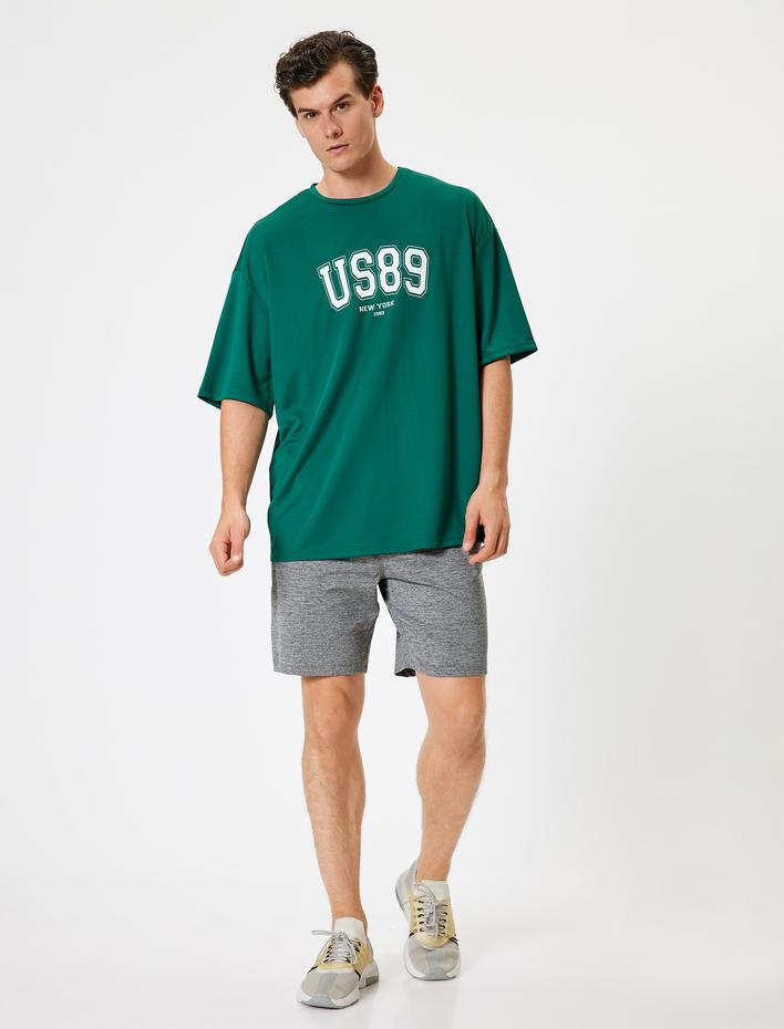  Spor Tişört Oversize Baskılı Kısa Kollu Bisiklet Yaka