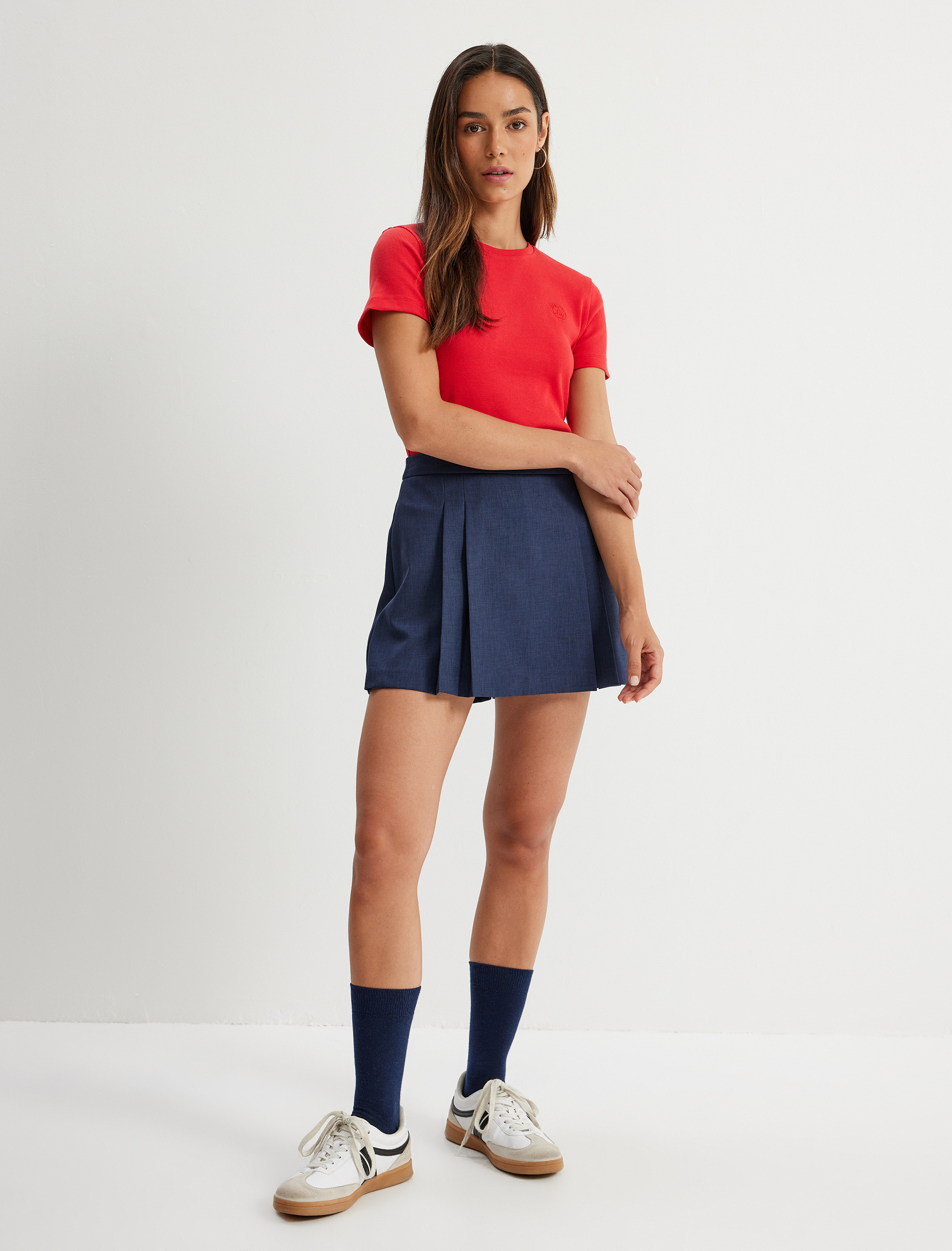   Basic Tişört Bisiklet Yaka Kısa Kollu Pamuklu Slim Fit