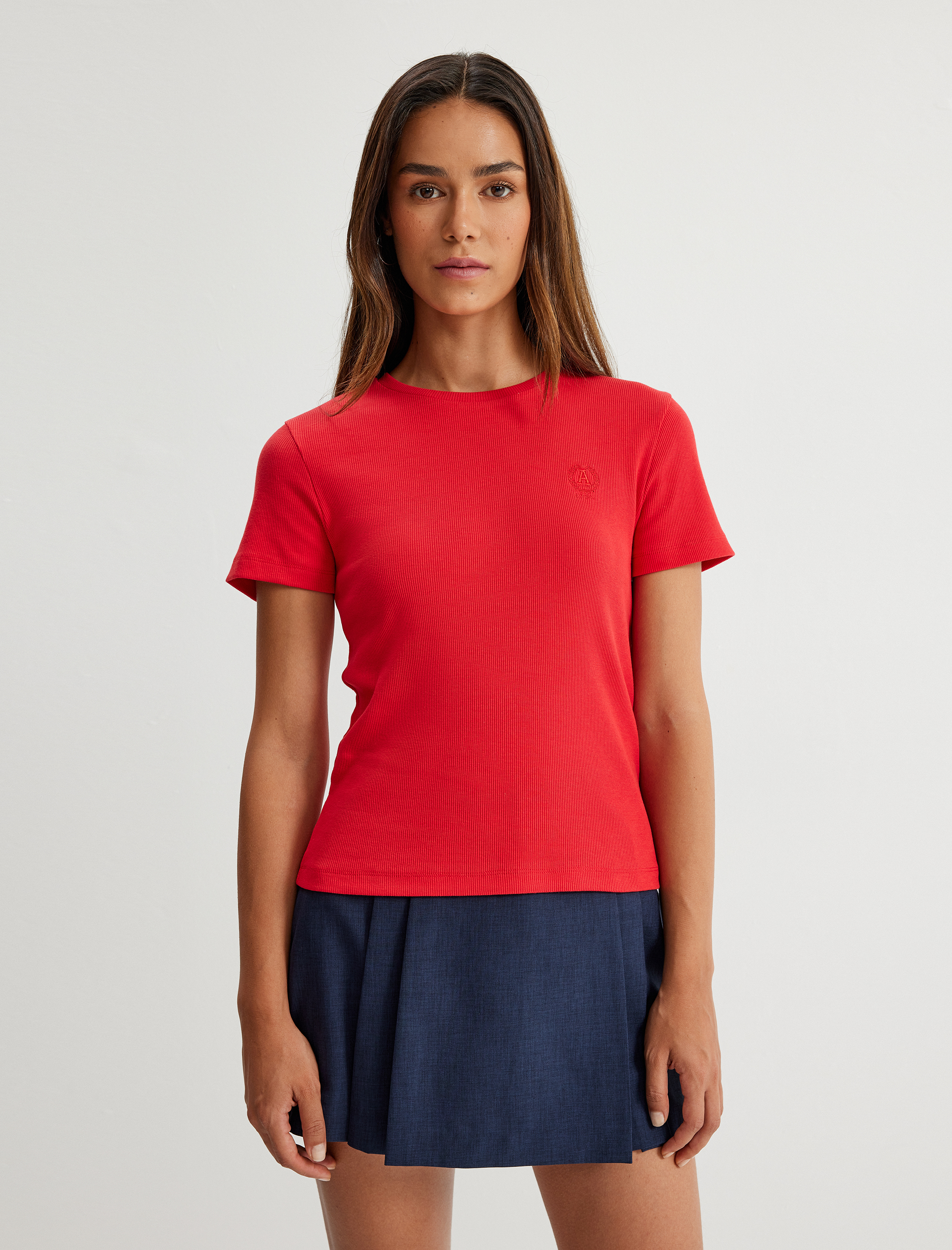   Basic Tişört Bisiklet Yaka Kısa Kollu Pamuklu Slim Fit