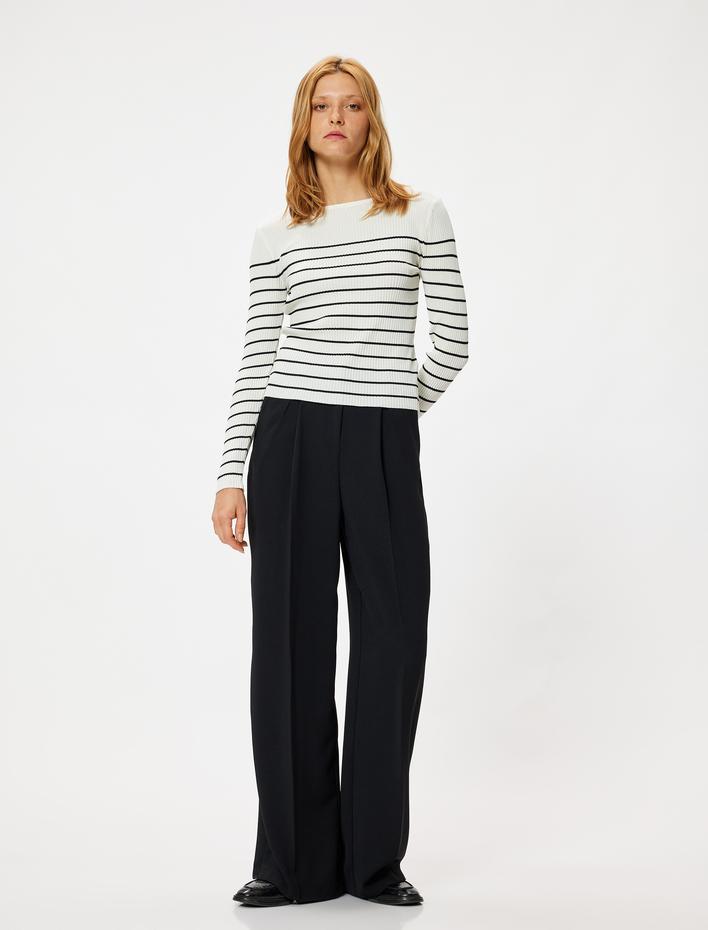  Fitilli Tişört Uzun Kollu Yuvarlak Yaka