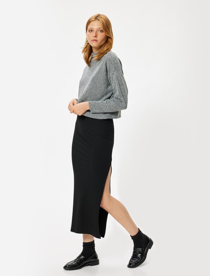  Dik Yaka Tişört Kaşkorse Uzun Kollu Yumuşak Dokulu