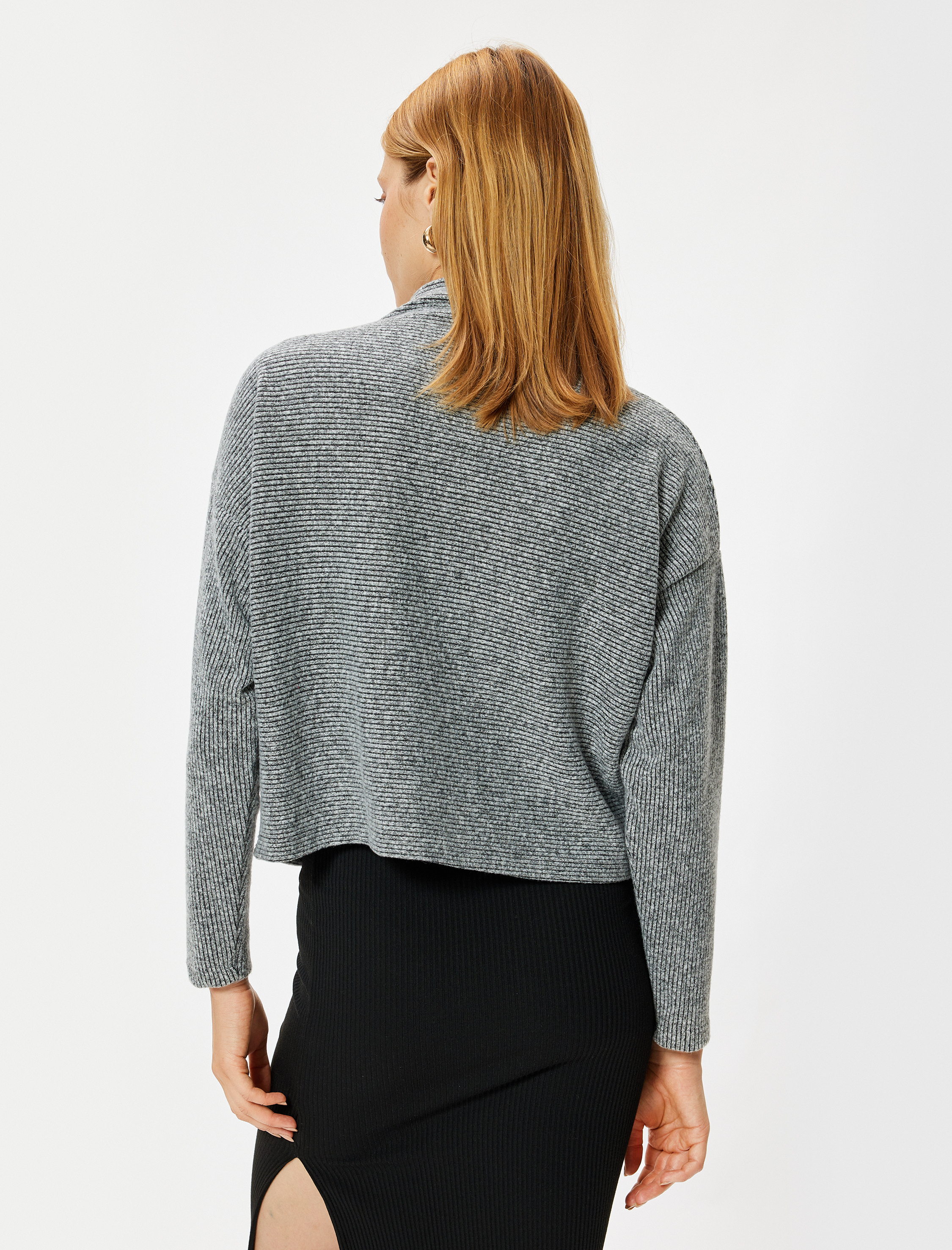 Dik Yaka Tişört Kaşkorse Uzun Kollu Yumuşak Dokulu