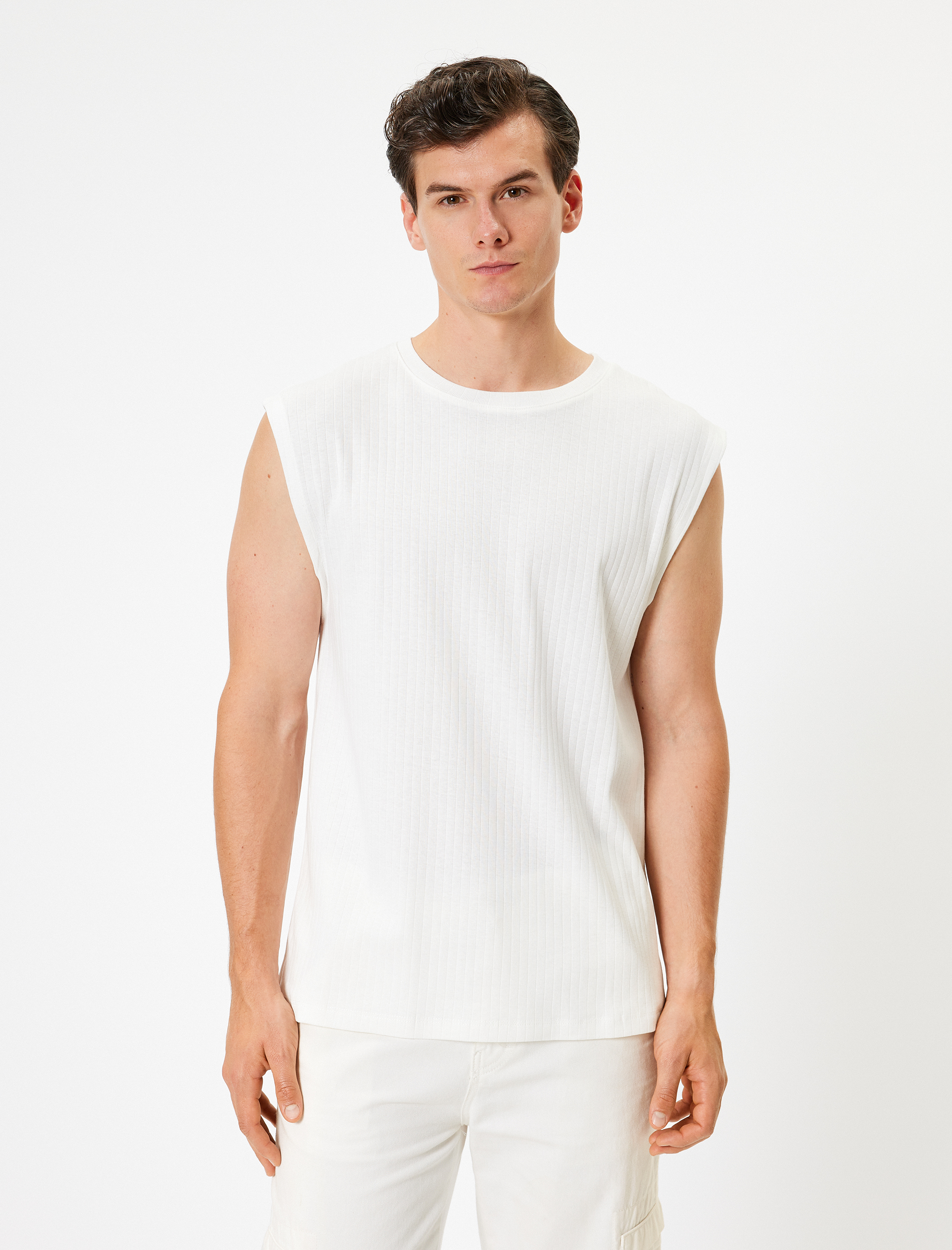   Kolsuz Tişört Basic Bisiklet Yaka Pamuklu