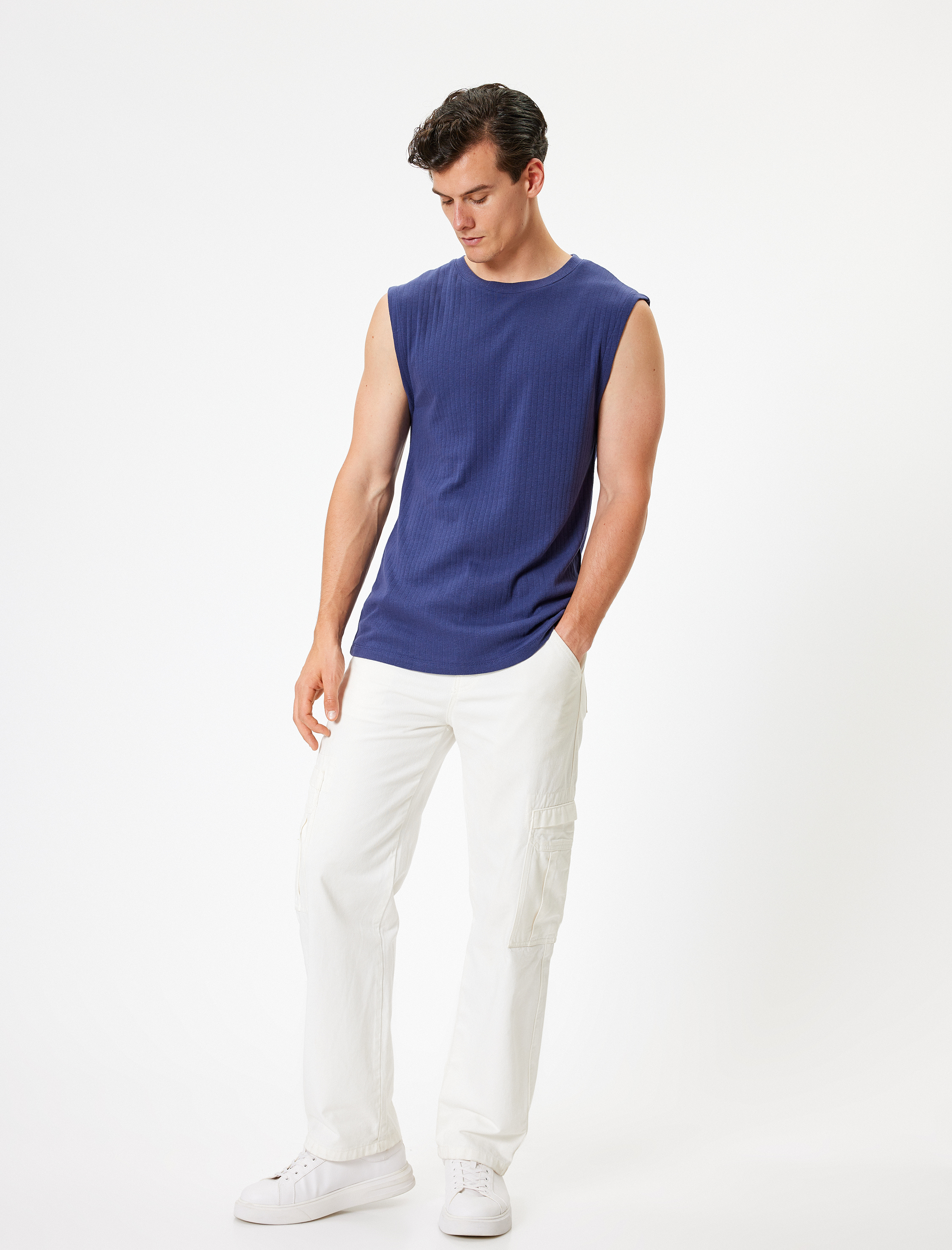   Kolsuz Tişört Basic Bisiklet Yaka Pamuklu