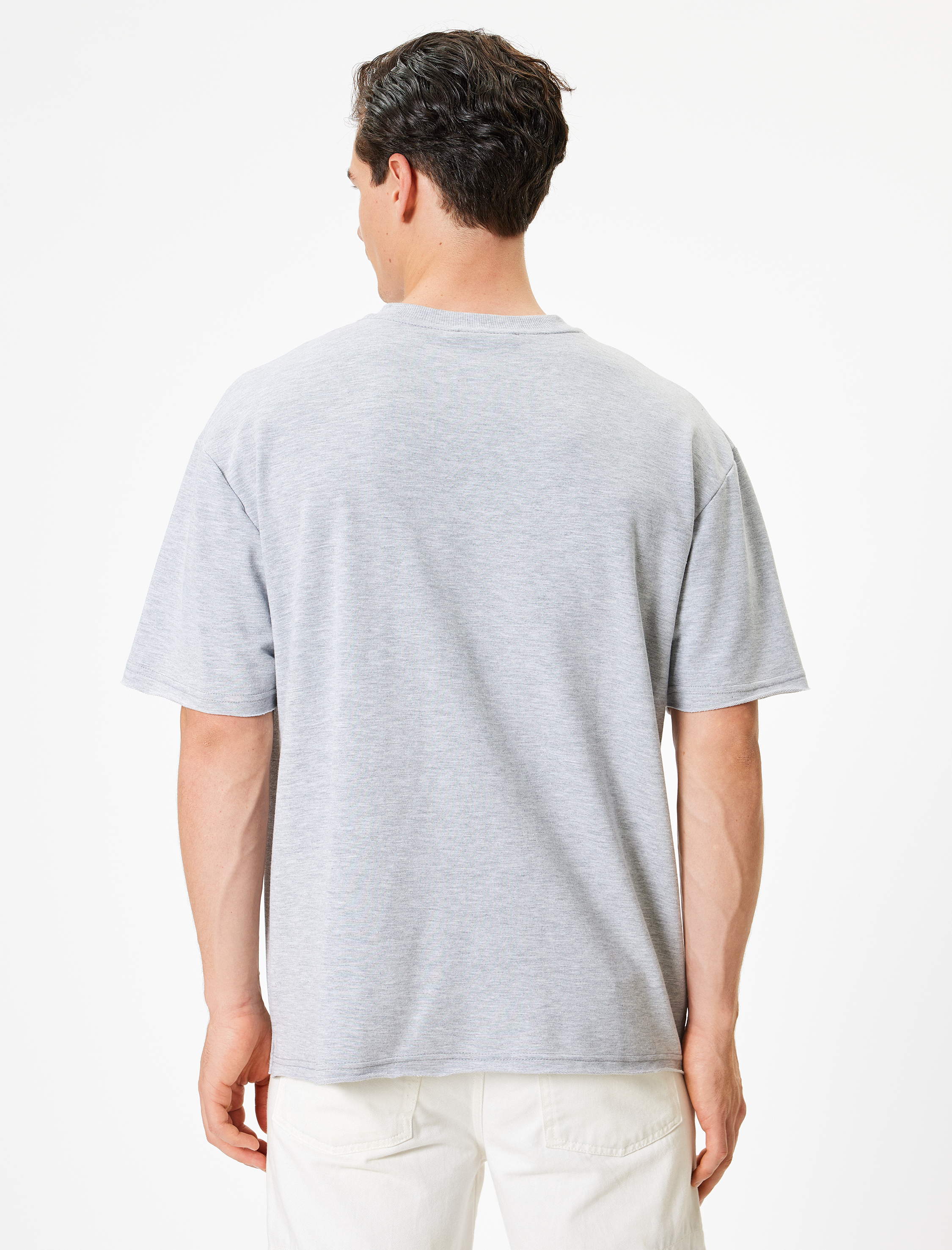   Kısa Kollu Bisiklet Yaka Pamuklu Oversize Tişört