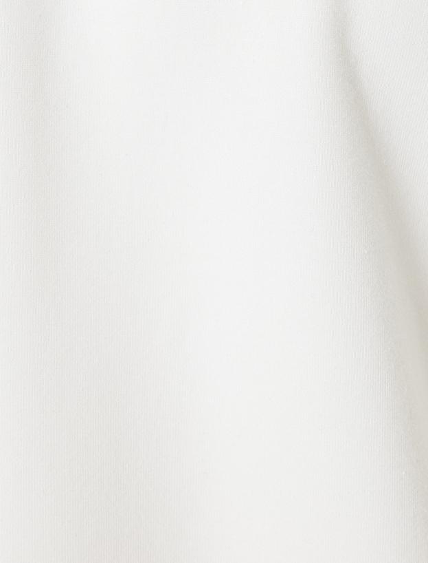 Bisiklet Yaka Sweatshirt Minimal Baskılı Pamuk Karışımlı_5