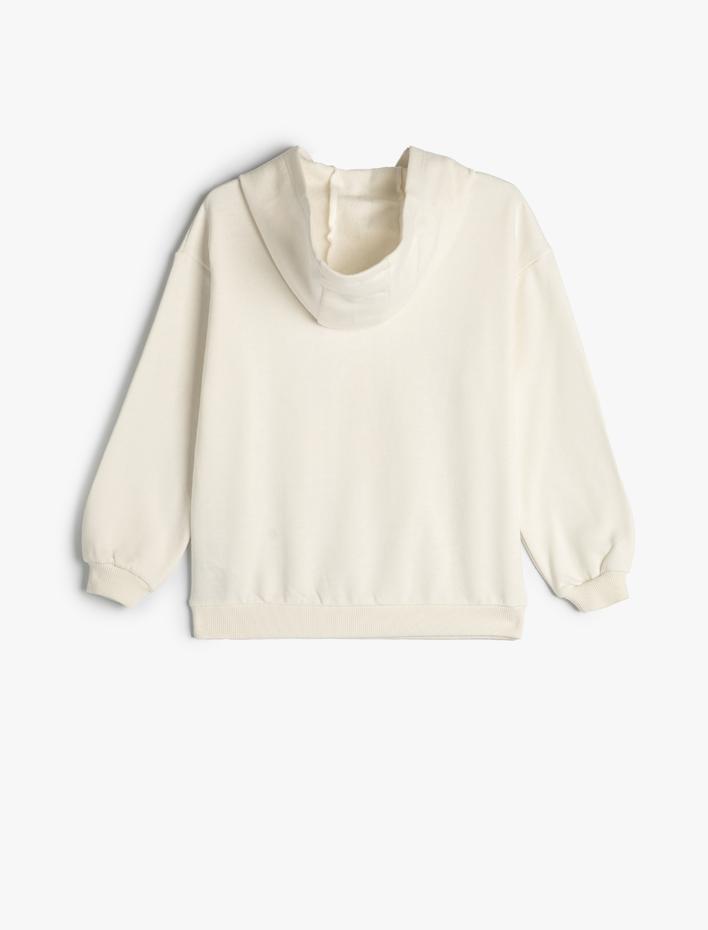 Kız Çocuk Kapşonlu Oversize Sweatshirt Anime Baskılı Uzun Kollu Şardonlu Pamuklu