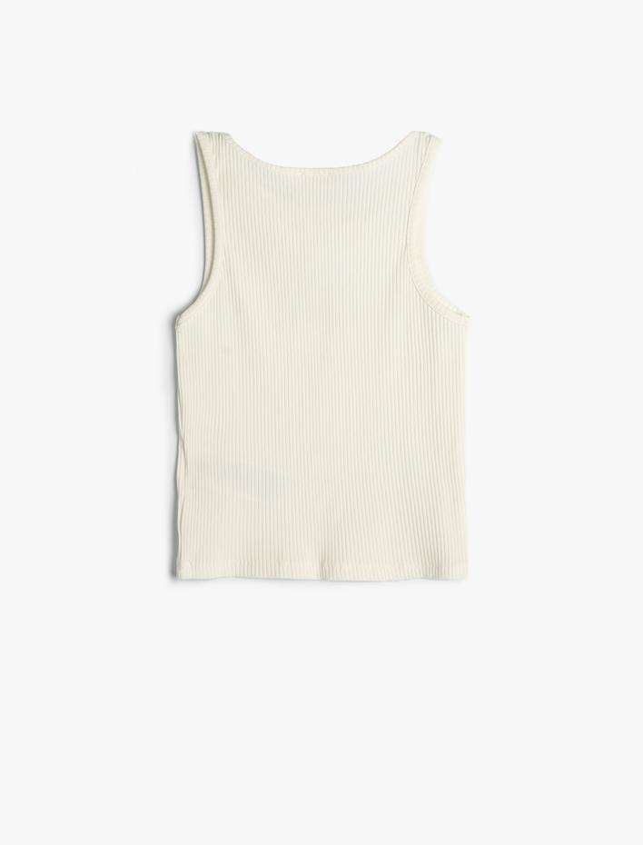 Kız Çocuk Crop Atlet Ayıcık Baskılı Bisiklet Yaka Kolsuz Pamuklu