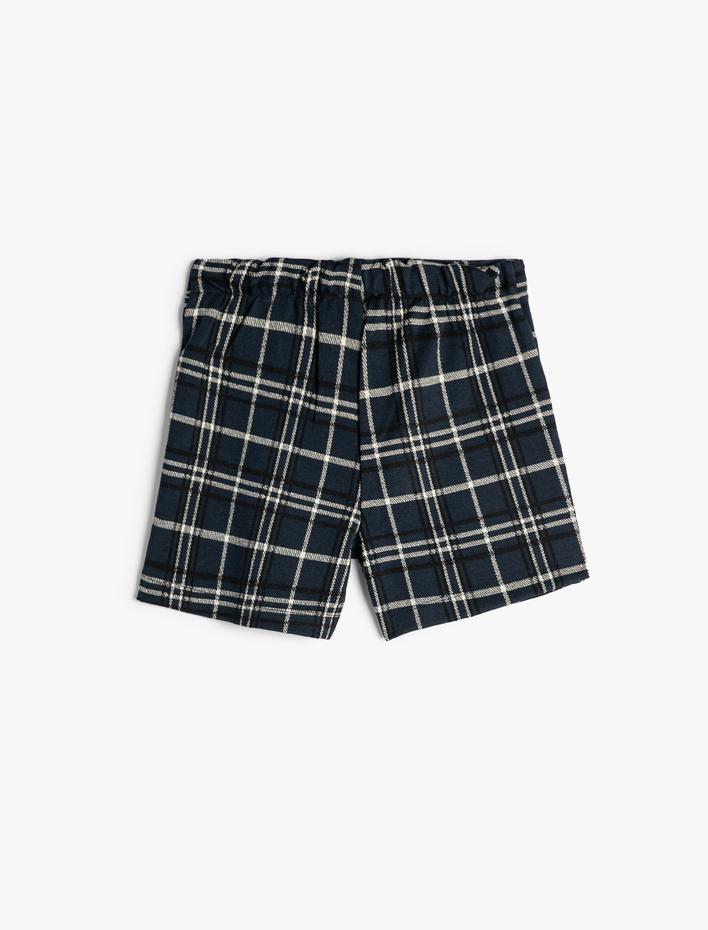 Kız Çocuk Düğme Detaylı Beli Lastikli Viskon Karışımlı Kruvaze Şort Etek