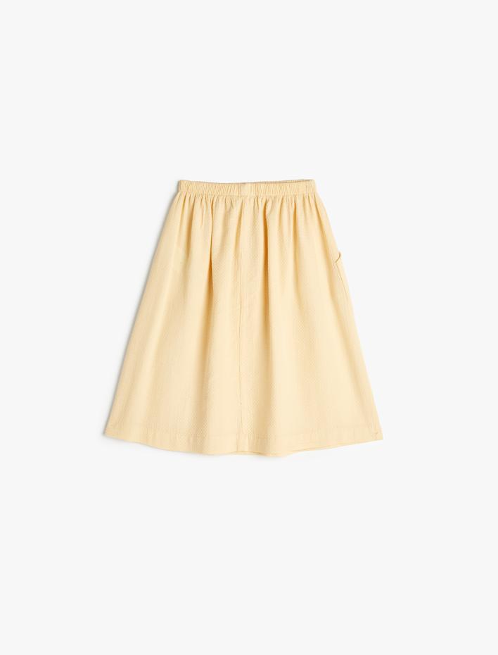 Kız Çocuk Uzun Etek Beli Lastikli Püskül Detaylı Pamuklu