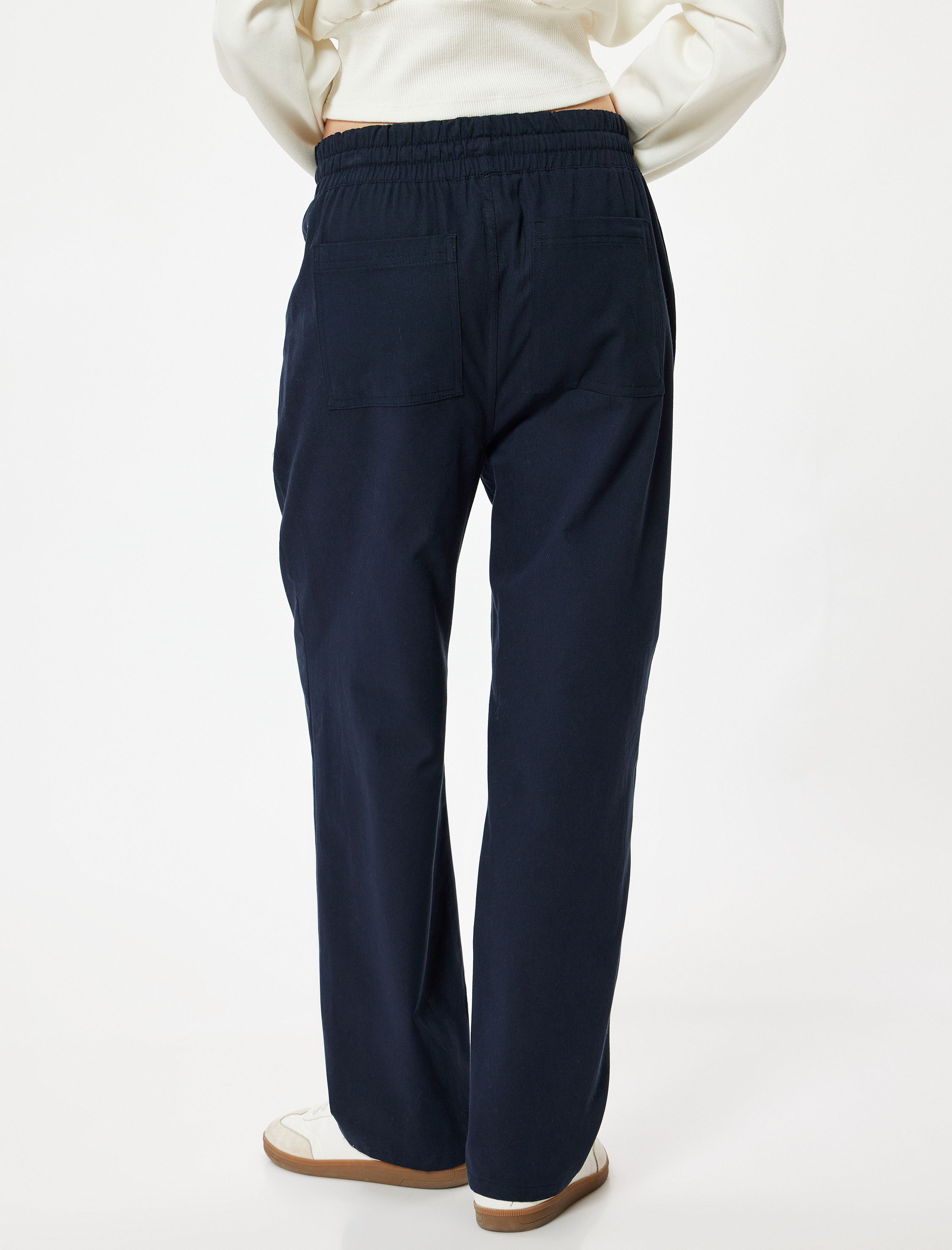   Havuç Pantolon Beli Bağcıklı Cepli Rahat Kalıp Pamuklu