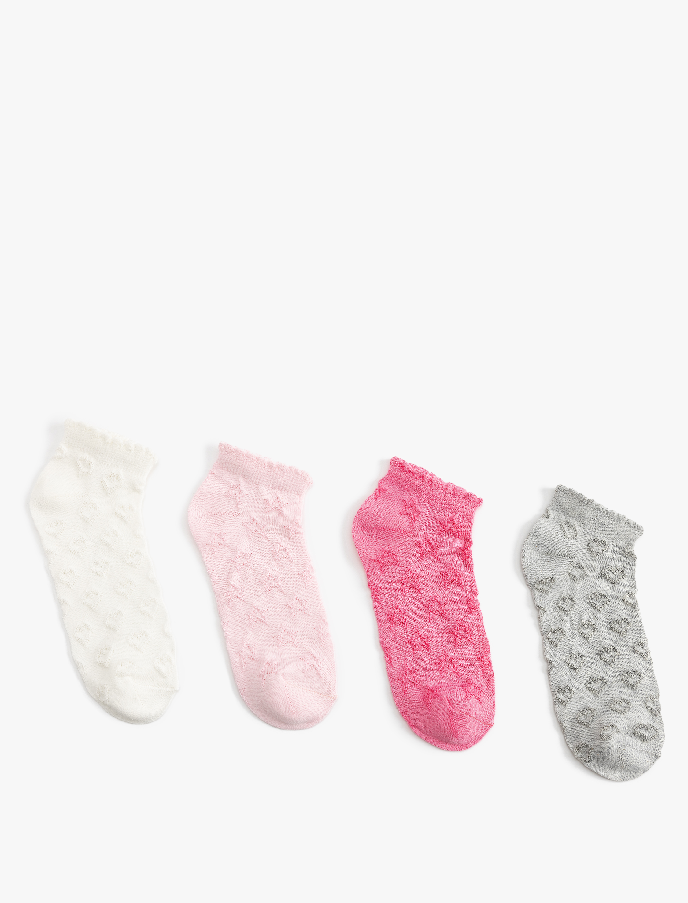  Kız Çocuk 4'lü Basic Patik Çorap Seti Çok Renkli