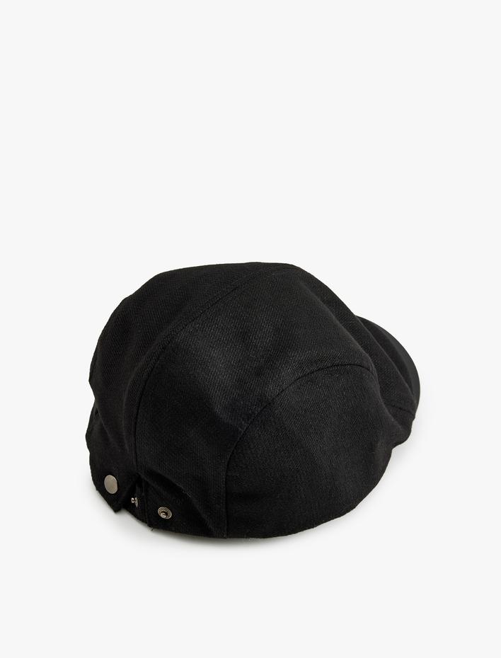 Erkek Kasket Şapka Çıt Çıt Düğme Detaylı