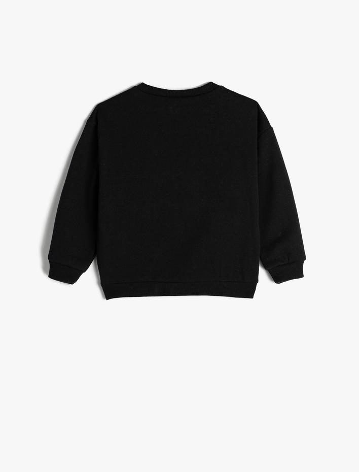 Erkek Bebek Sweatshirt Araba Baskılı Uzun Kollu Bisiklet Yaka Şardonlu