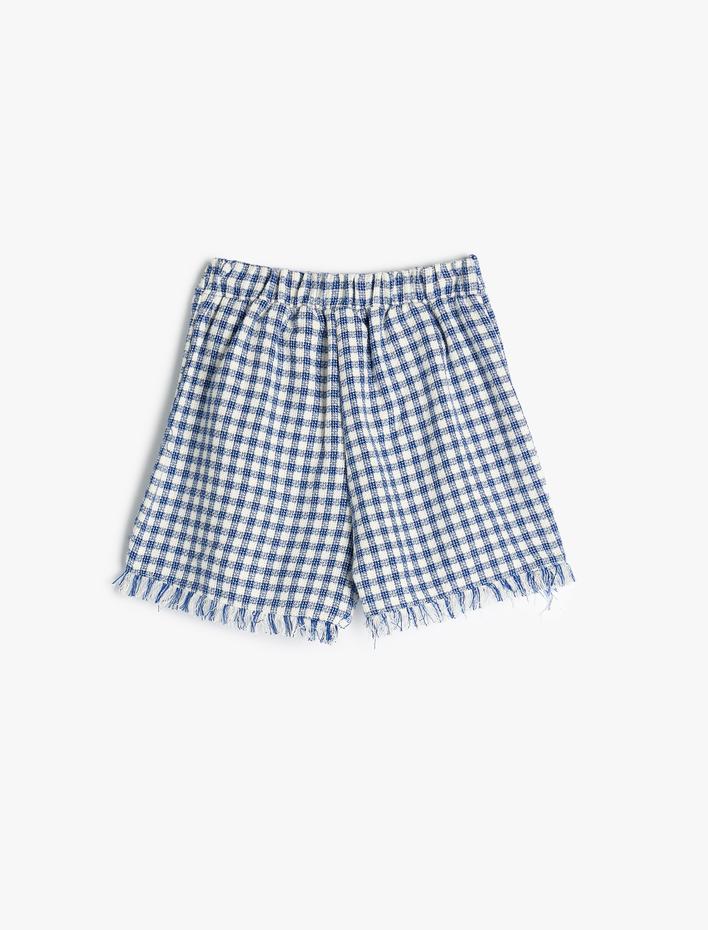 Kız Çocuk Tüvit Şort Etek Kruvaze Beli Lastikli