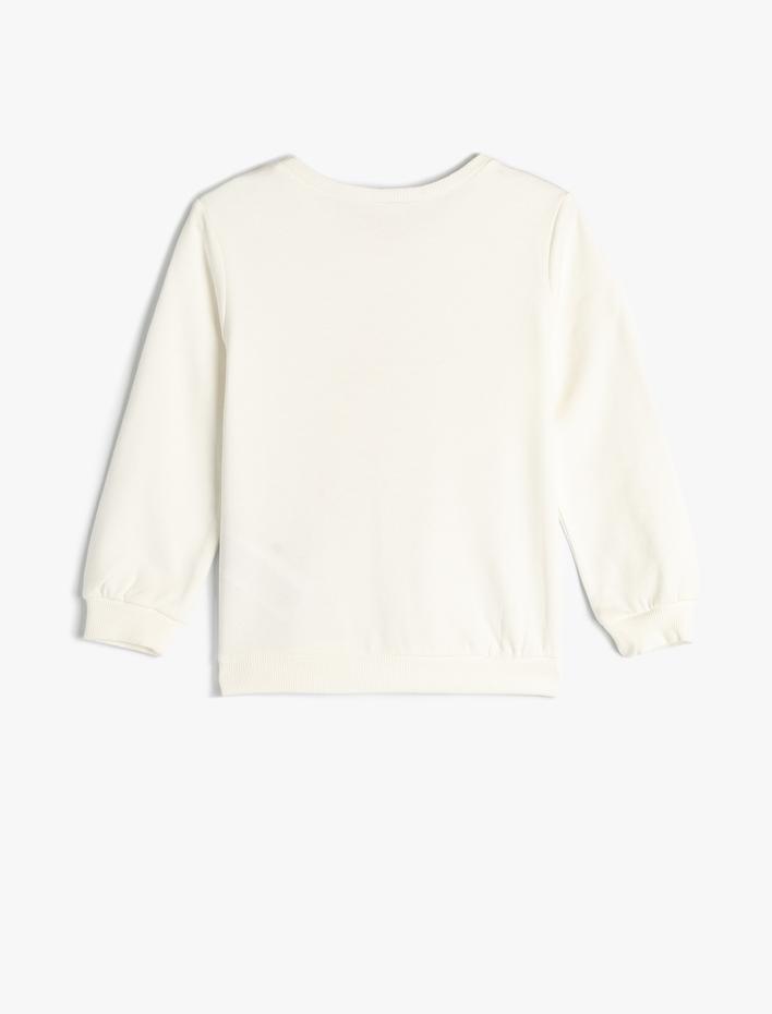 Kız Bebek Sweatshirt Unicorn Baskılı Uzun Kollu Bisiklet Yaka Şardonlu Pamuklu