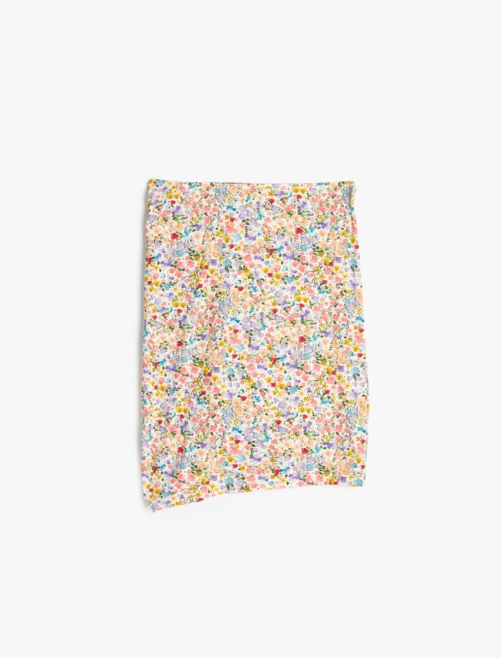  Koton X Sibil Çetinkaya - Çiçekli Mini Pareo Etek Drapeli Büzgü Detaylı