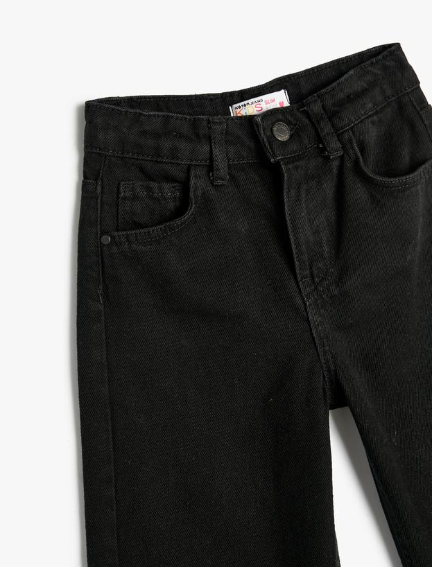 Kot Pantolon Geniş Paça Cepli Pamuklu - Wide Leg Jean_2