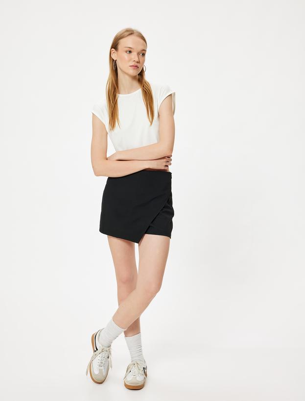 Basic Crop Tişört Slim Fit Bisiklet Yaka Kısa Kollu_0