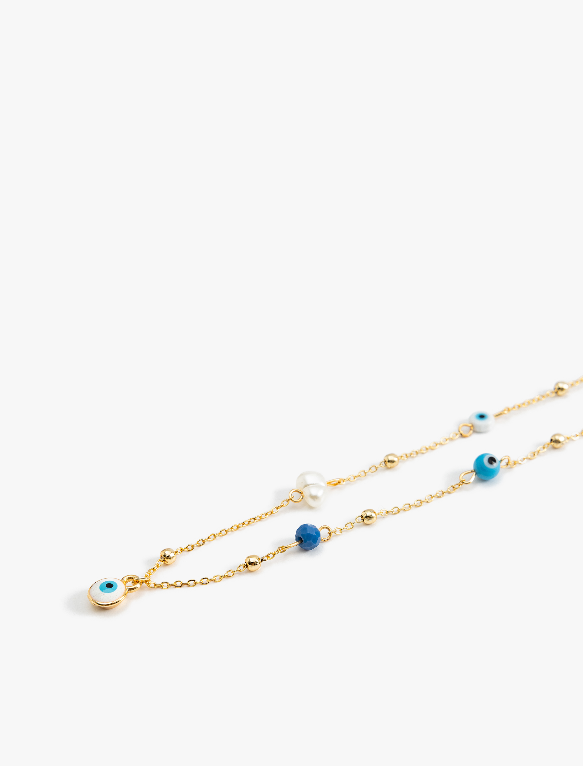  Kadın Nazar Boncuklu Kolye Cam Boncuk İnci Detaylı