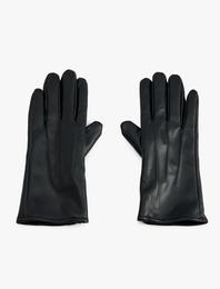 Eldiven Deri Görünümlü Dikiş Detaylı İçi Astarlı