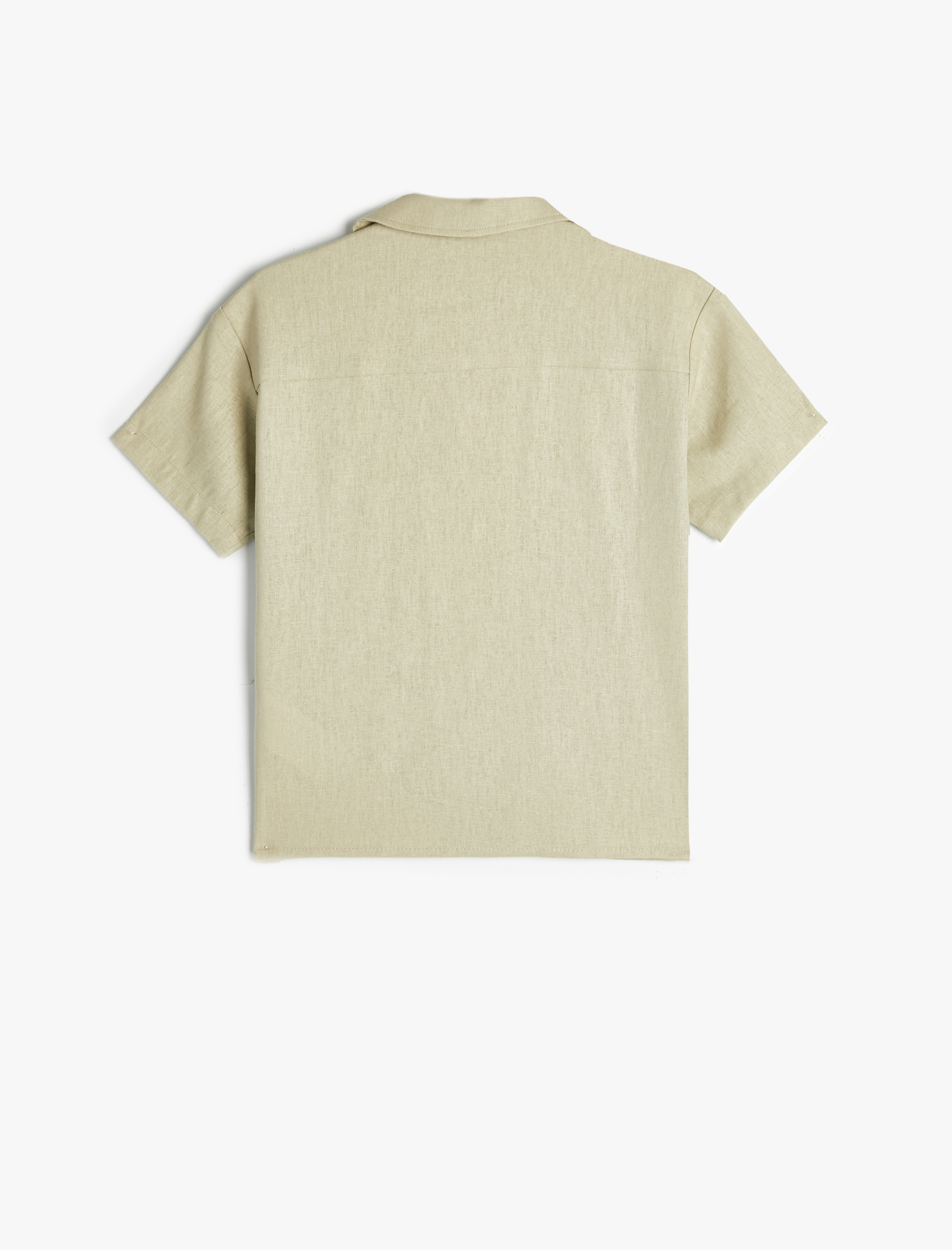  Erkek Çocuk Gömlek Keten Karışımlı Kısa Kollu İşleme Detaylı